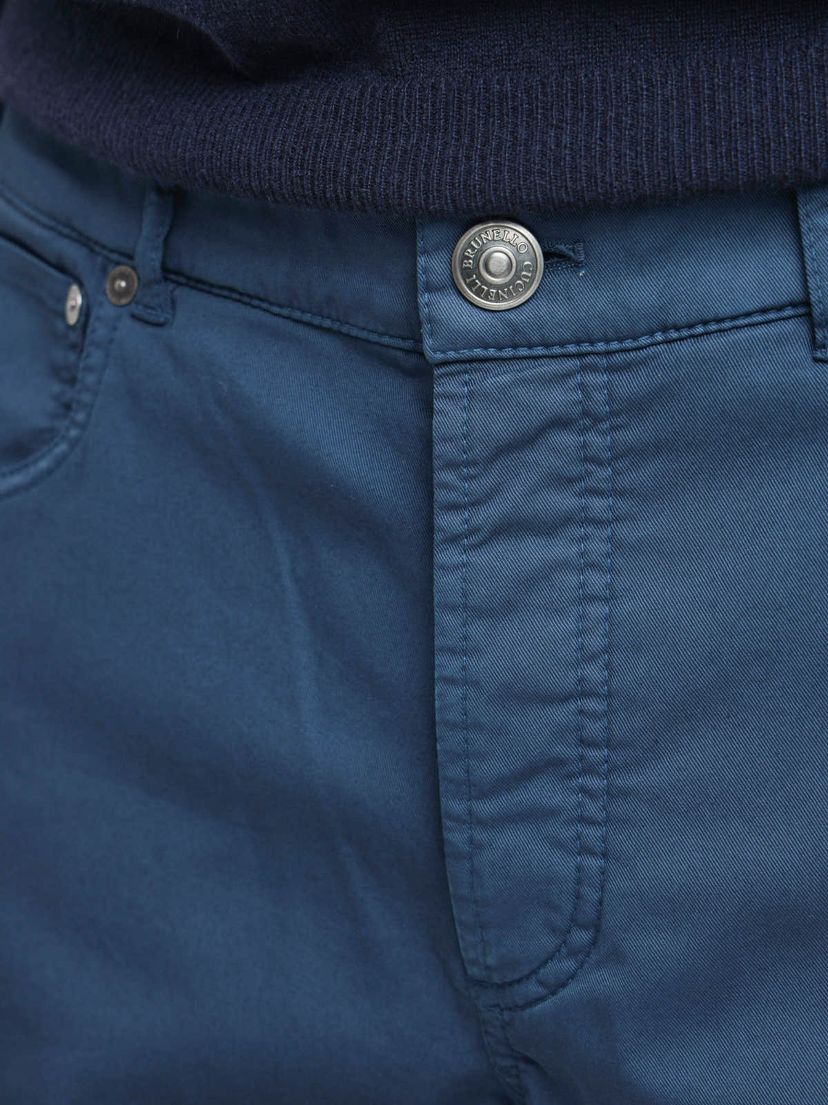 Blue Slim-Fit Stretch Cotton Pants