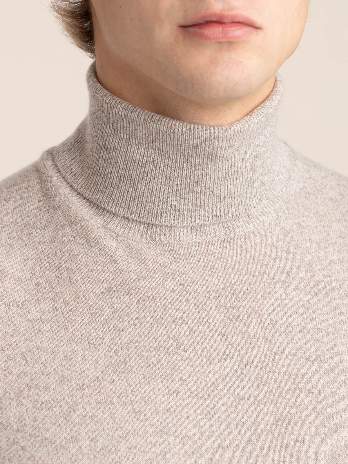 Brown Mouliné Cashmere Turtleneck Sweater