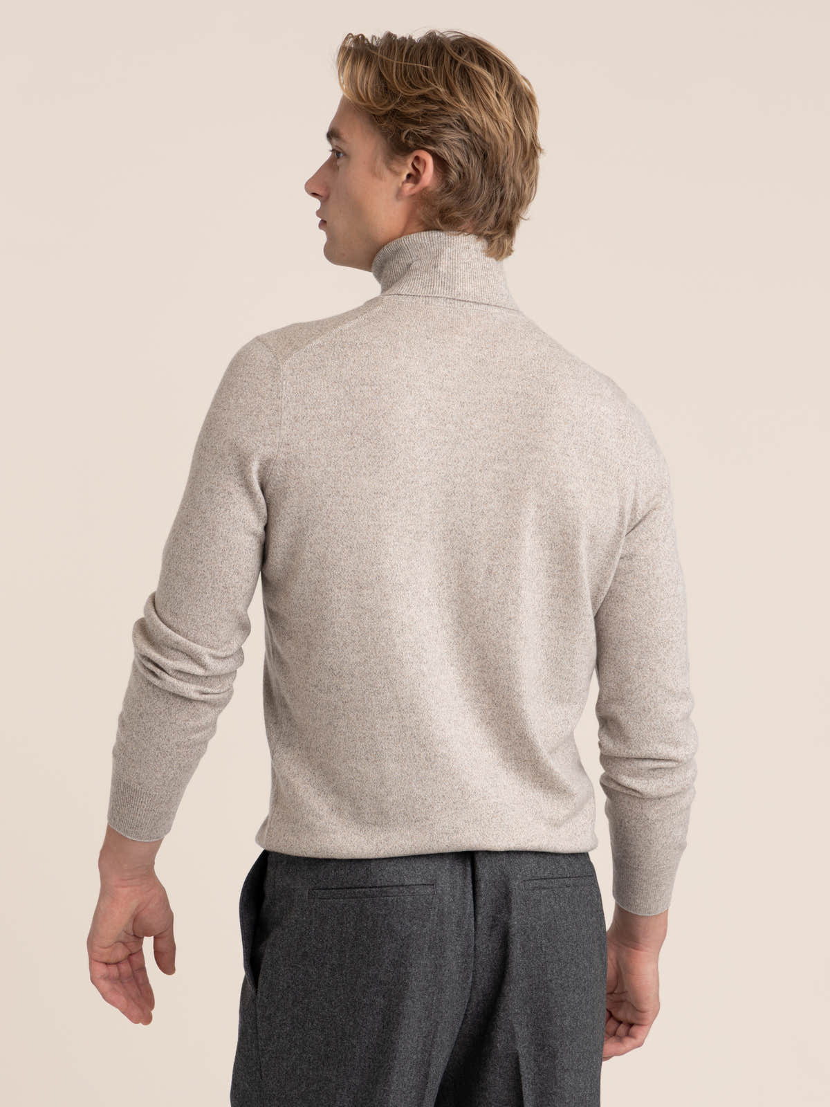 Brown Mouliné Cashmere Turtleneck Sweater