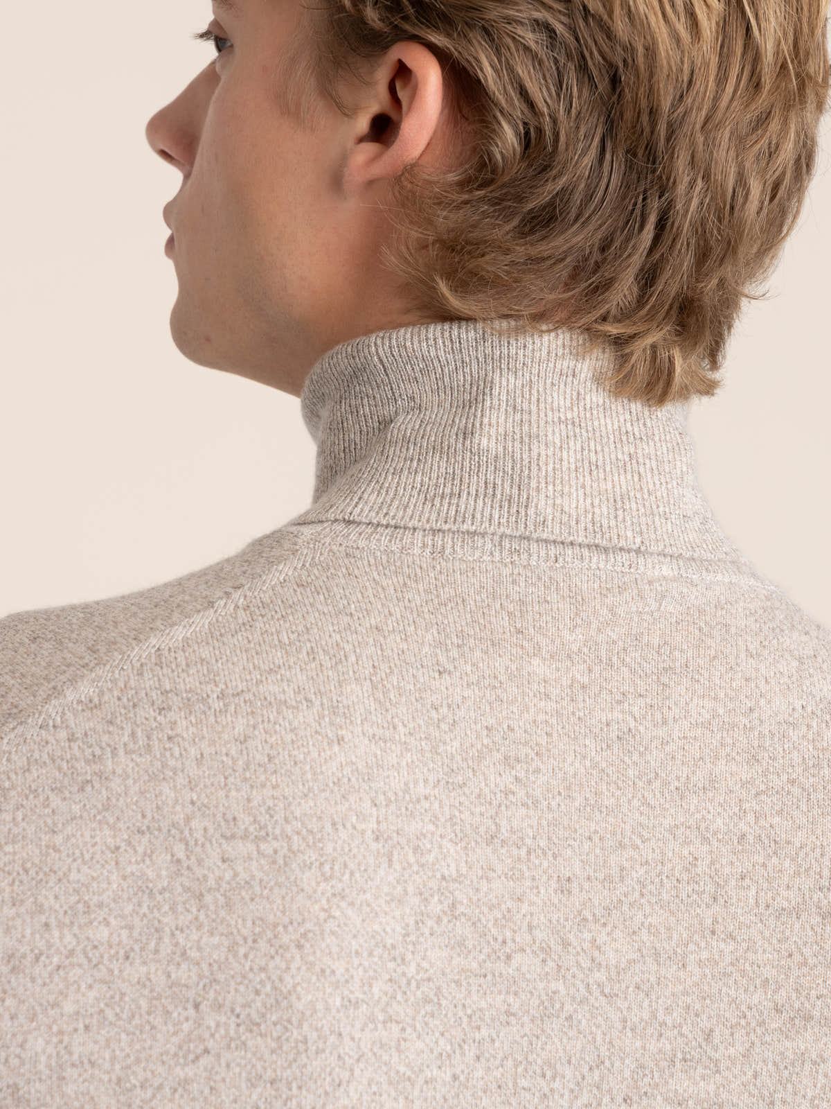 Brown Mouliné Cashmere Turtleneck Sweater