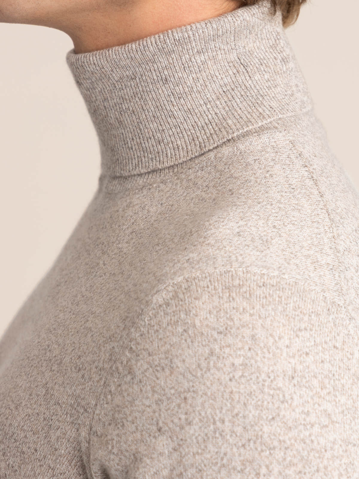 Brown Mouliné Cashmere Turtleneck Sweater