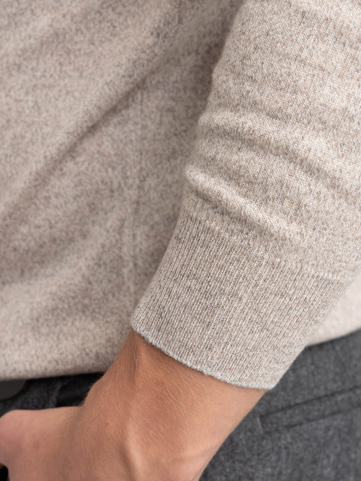Brown Mouliné Cashmere Turtleneck Sweater