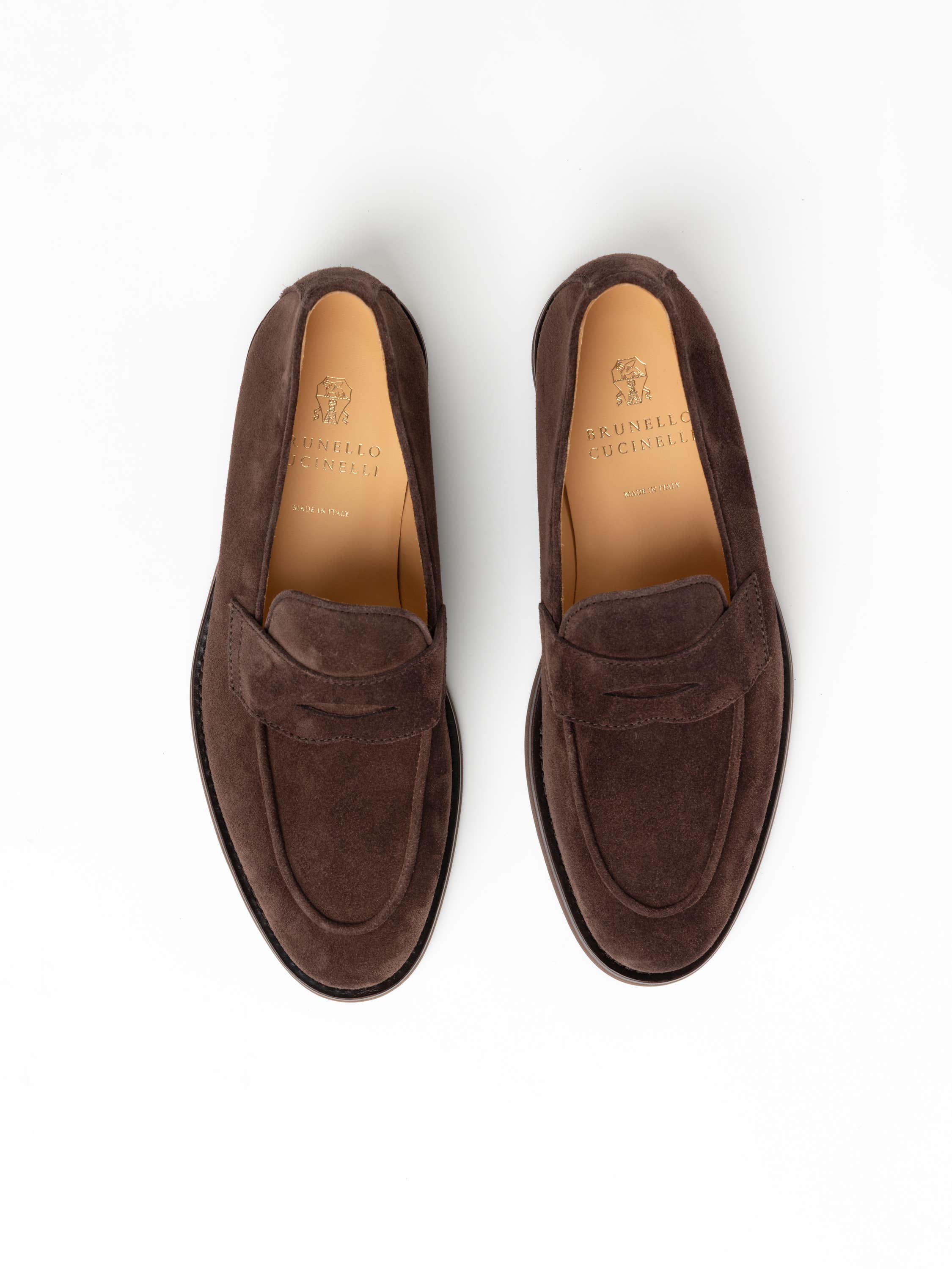 Brown Suede Penny Loafers