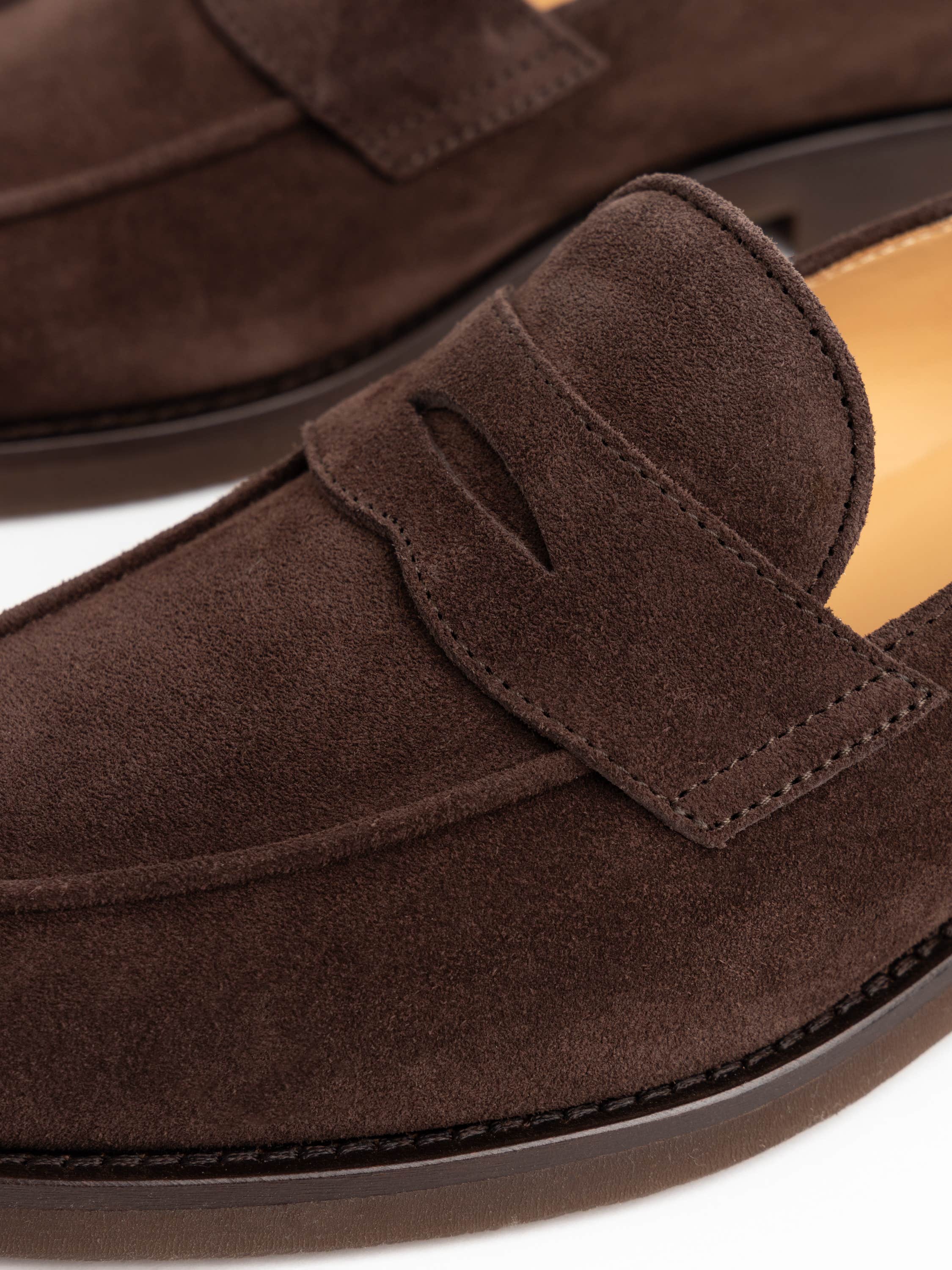 Brown Suede Penny Loafers