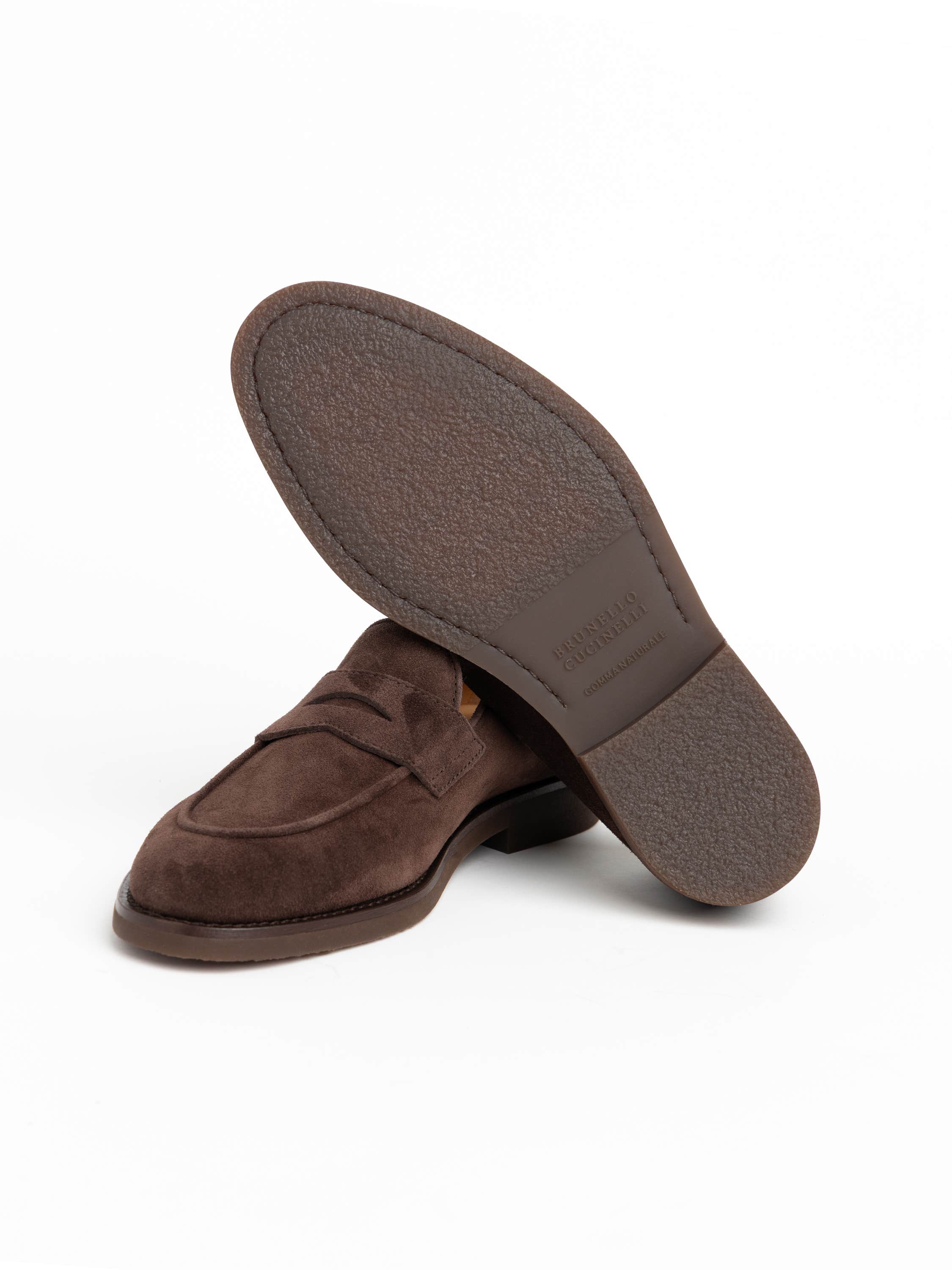 Brown Suede Penny Loafers