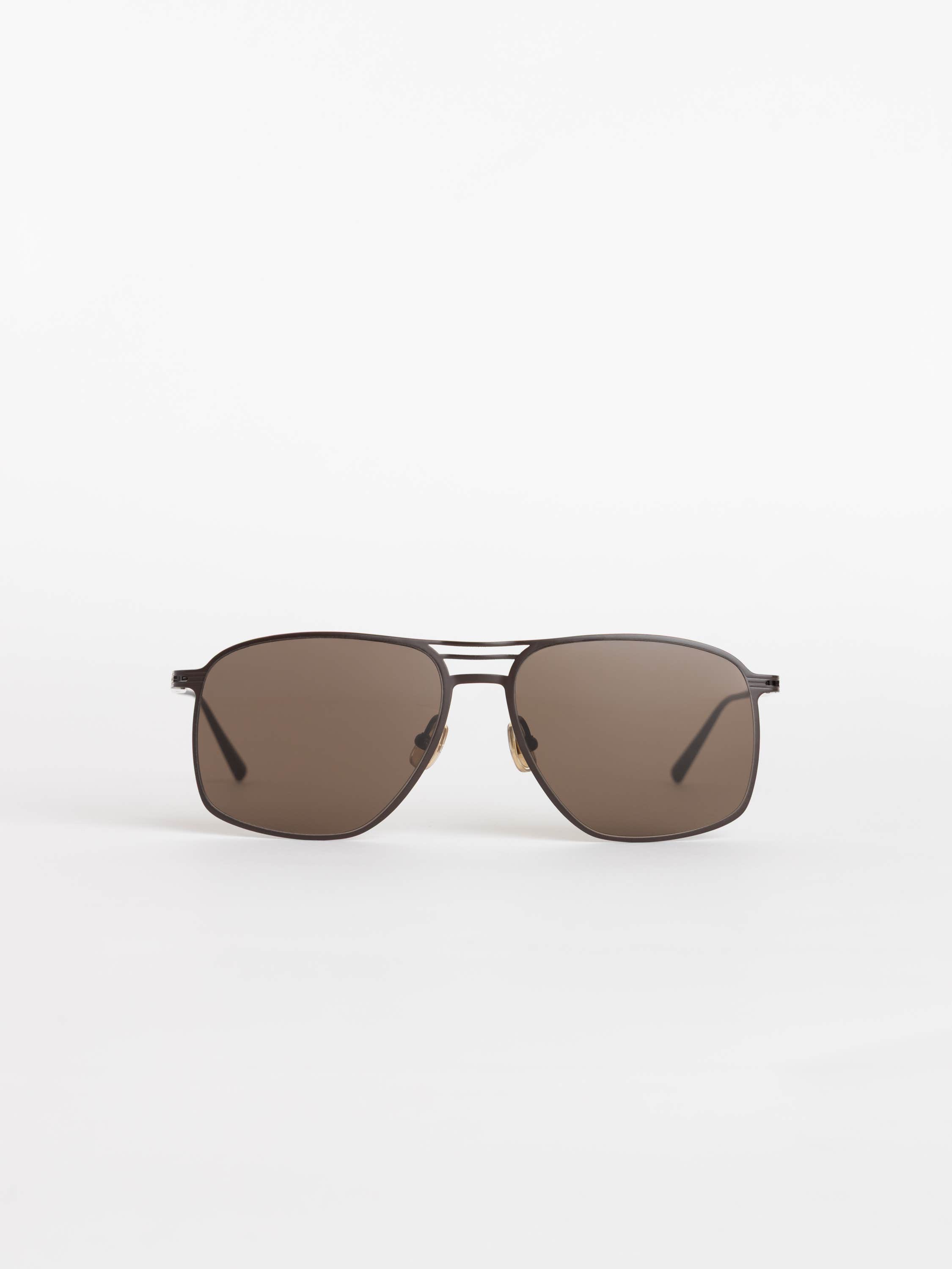 Brown Titanium Aviator Sunglasses