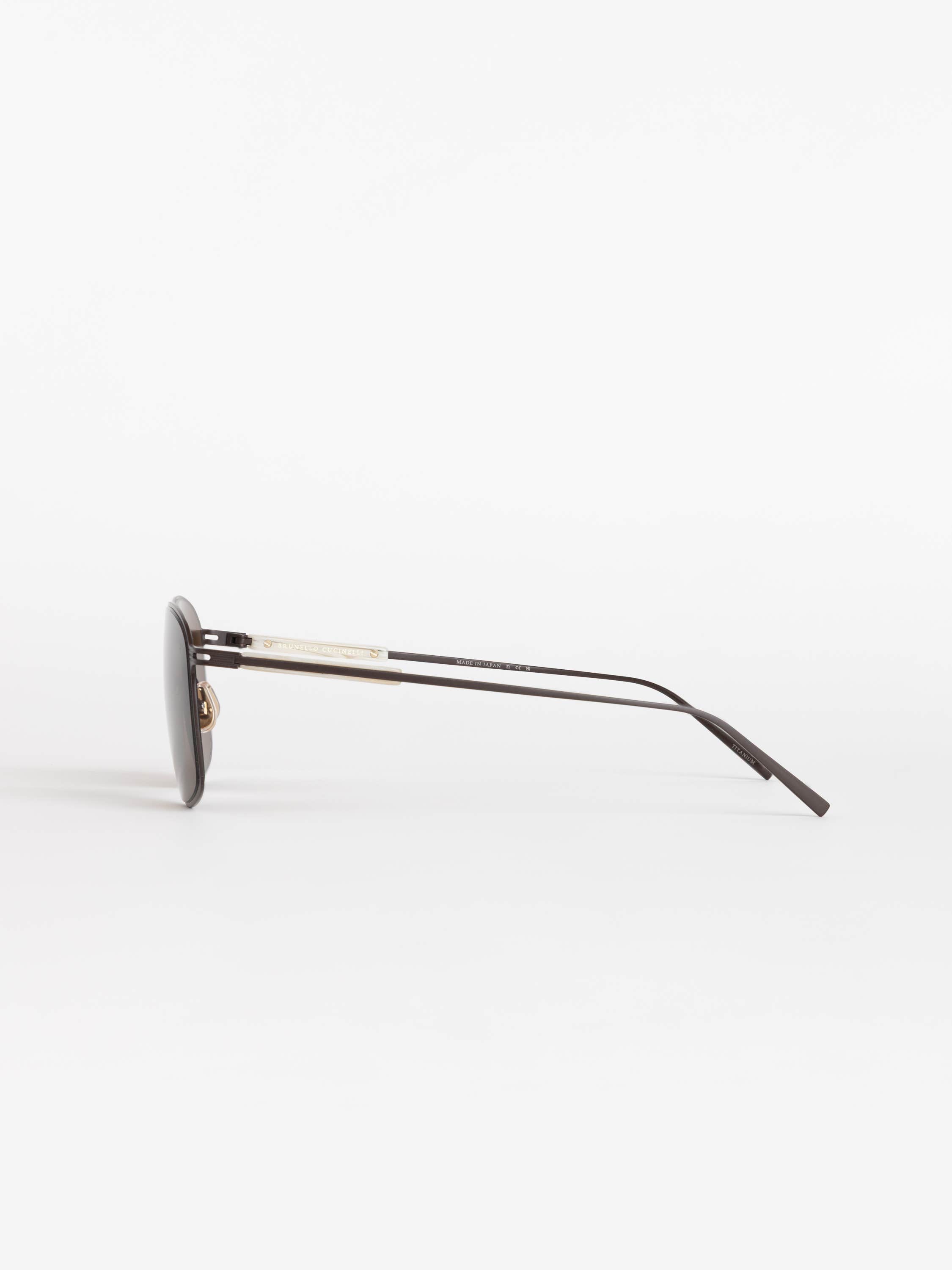 Brown Titanium Aviator Sunglasses