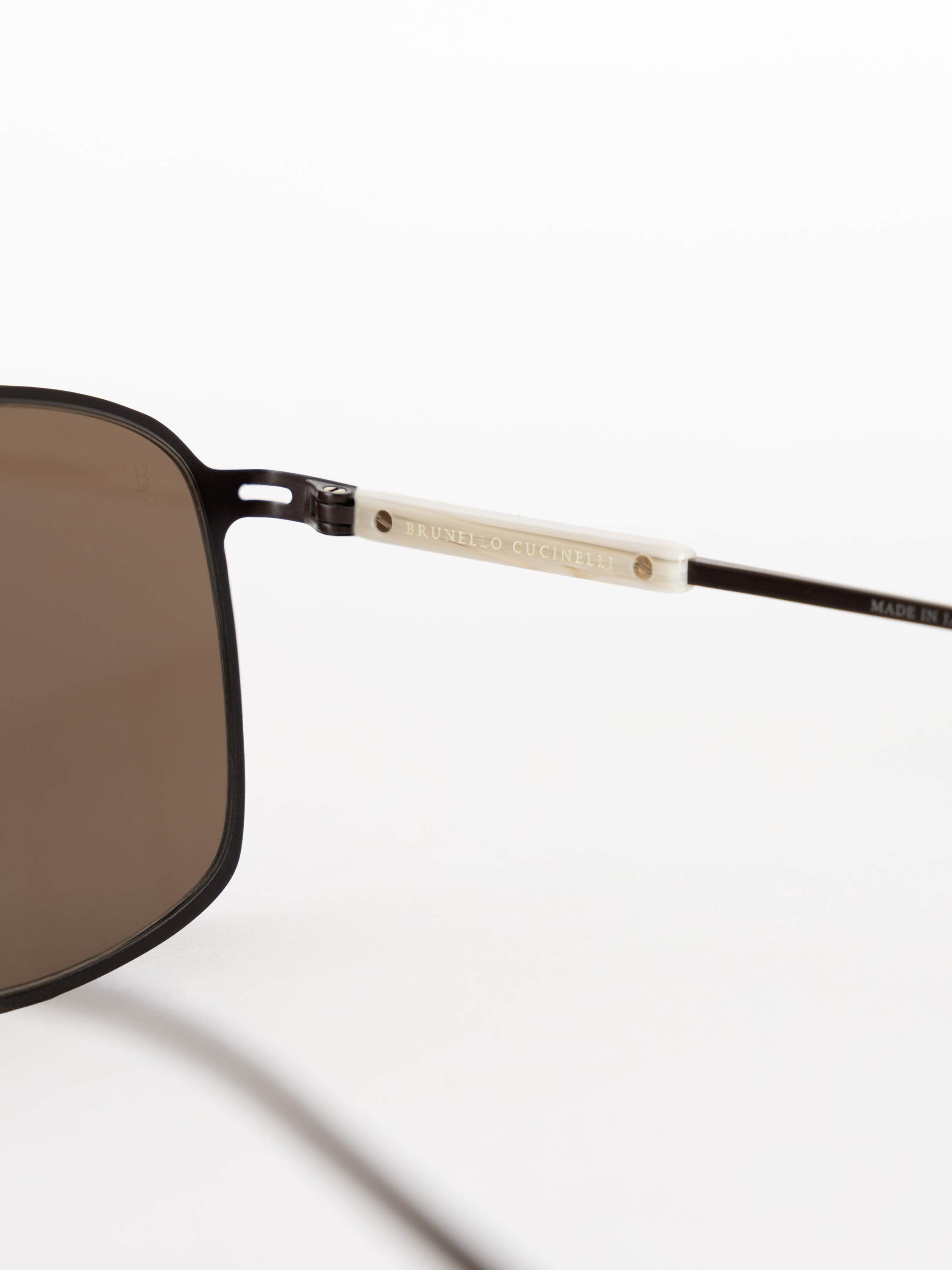 Brown Titanium Aviator Sunglasses