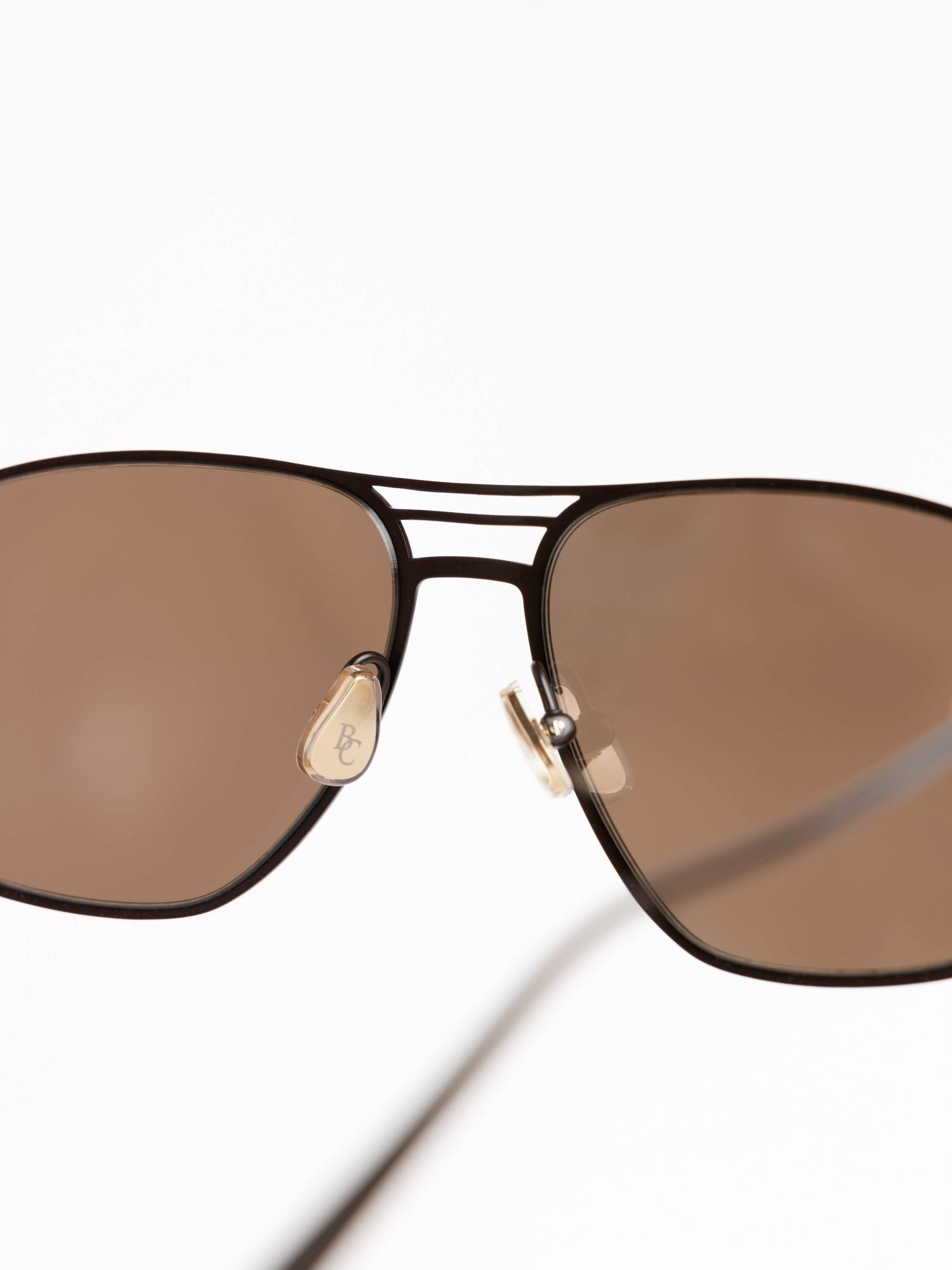 Brown Titanium Aviator Sunglasses