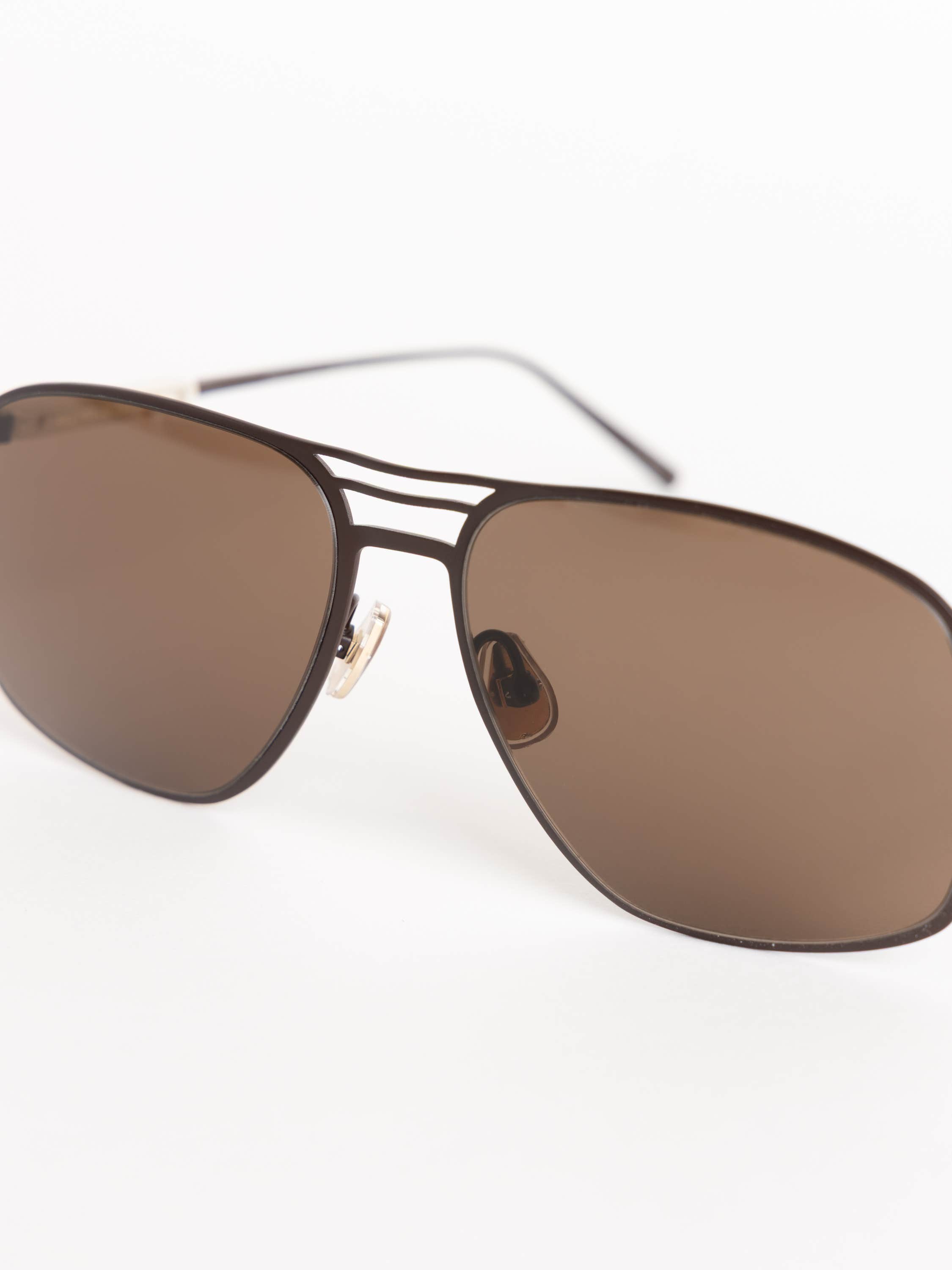 Brown Titanium Aviator Sunglasses