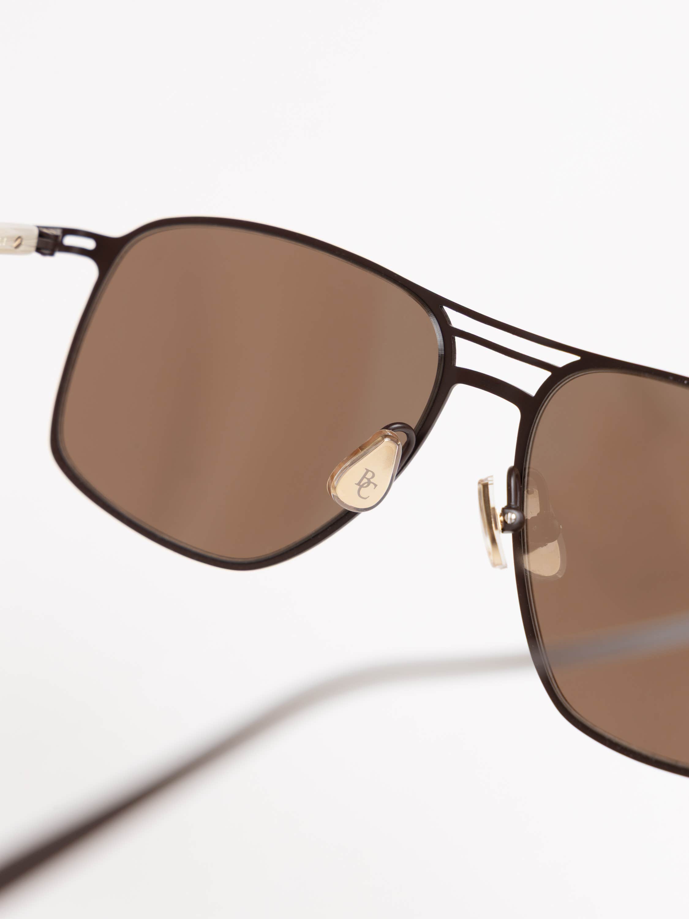 Brown Titanium Aviator Sunglasses
