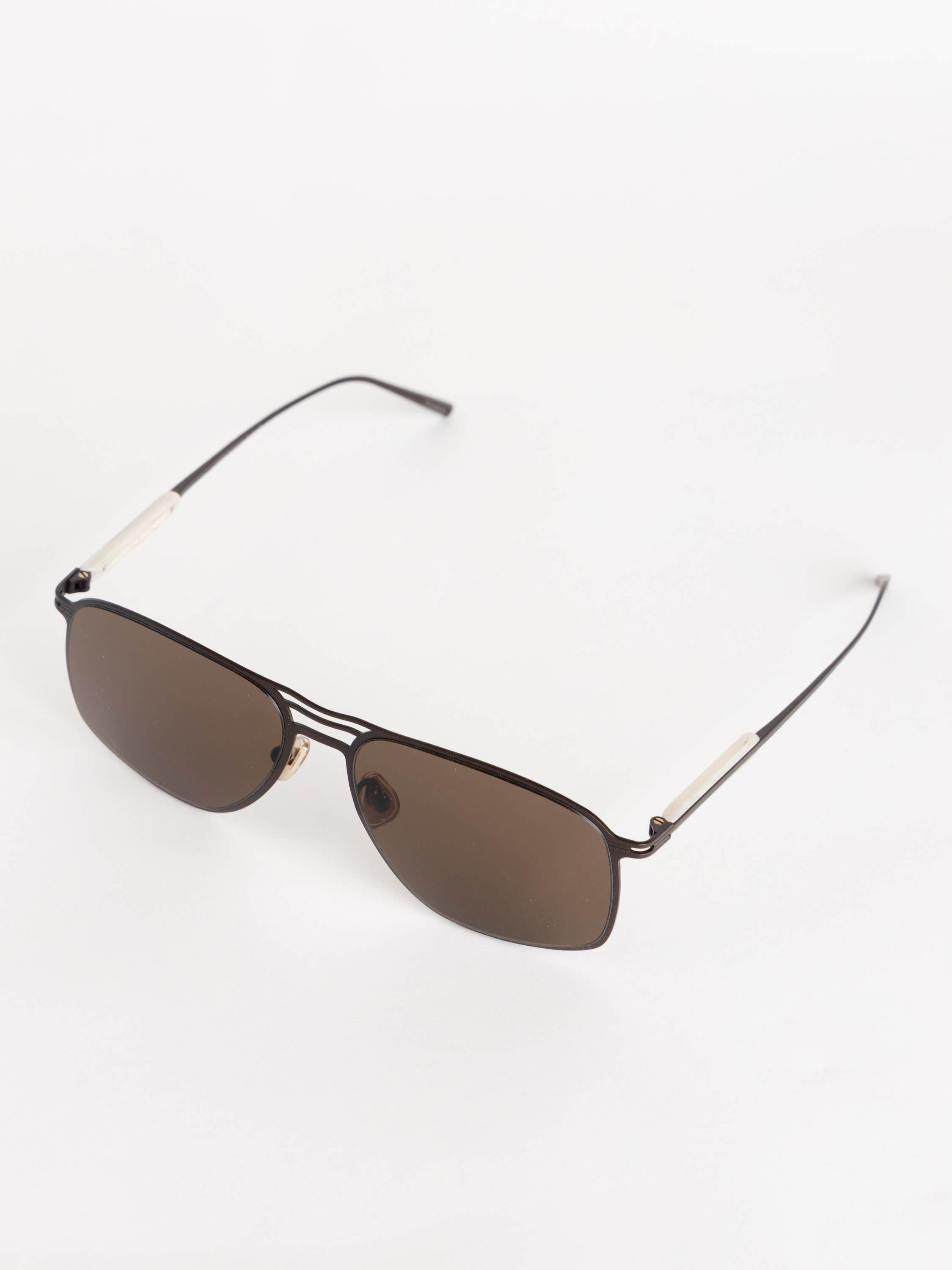 Brown Titanium Aviator Sunglasses