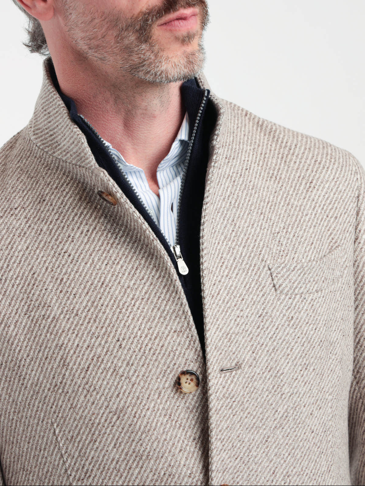 Camel Cashmere And Vicuña Beaver Cloth Outerwear Sport Jacket