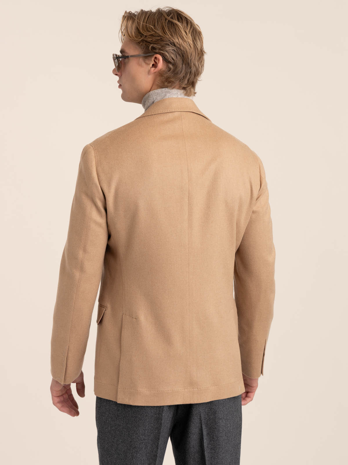 Camel Flannel one-and-a-half Breasted Tailor Blazer