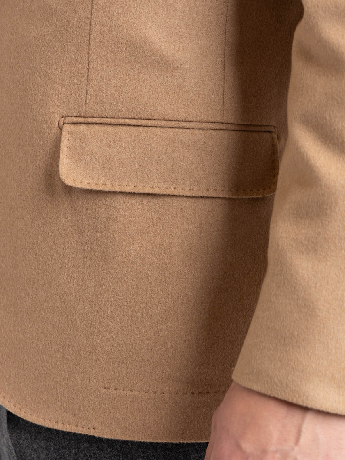 Camel Flannel one-and-a-half Breasted Tailor Blazer