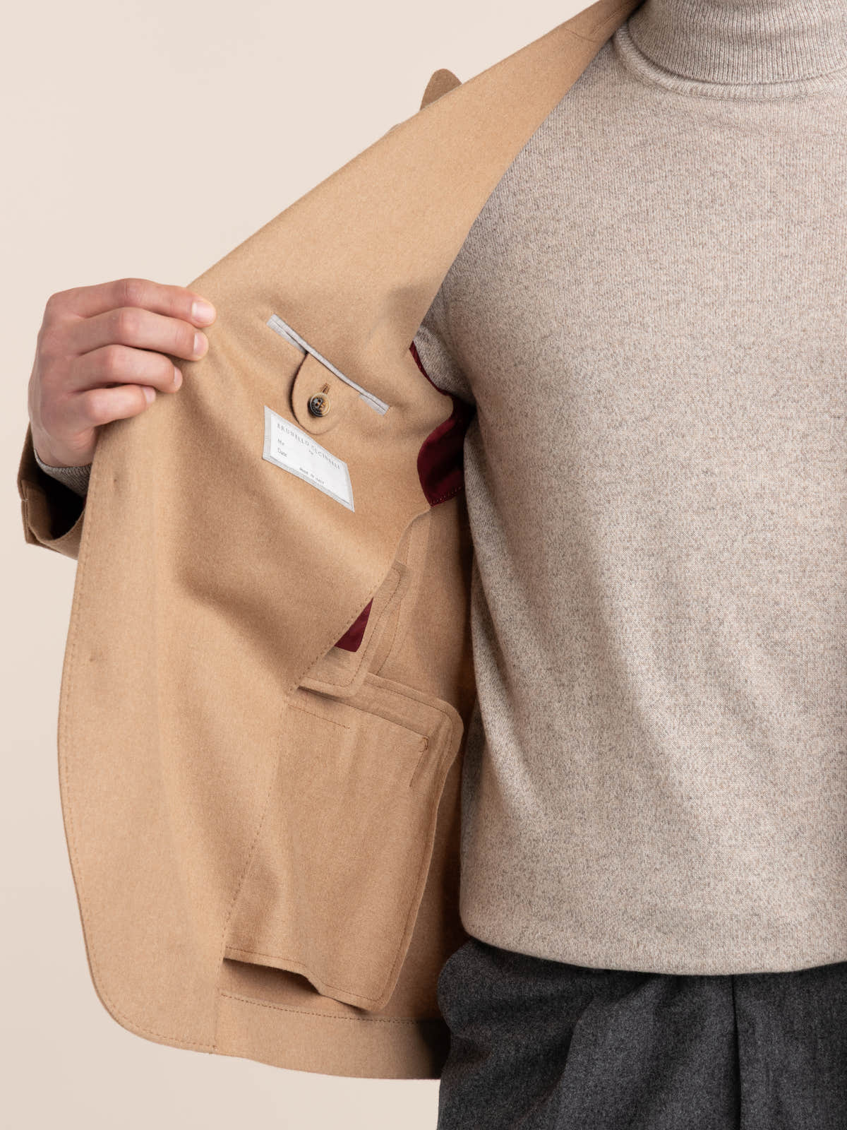 Camel Flannel one-and-a-half Breasted Tailor Blazer