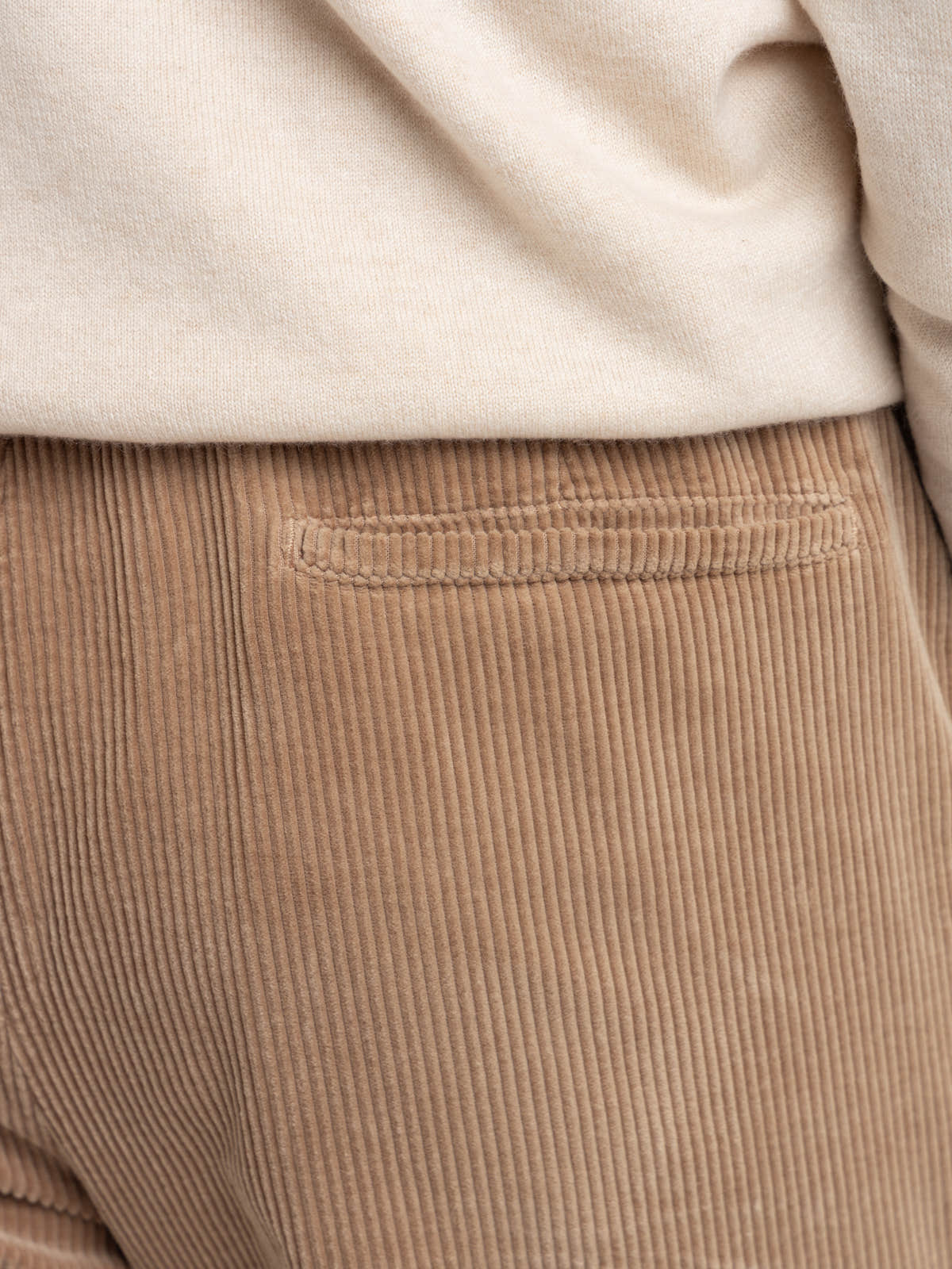 Camel Garment-Dyed Pleated Corduroy Trousers