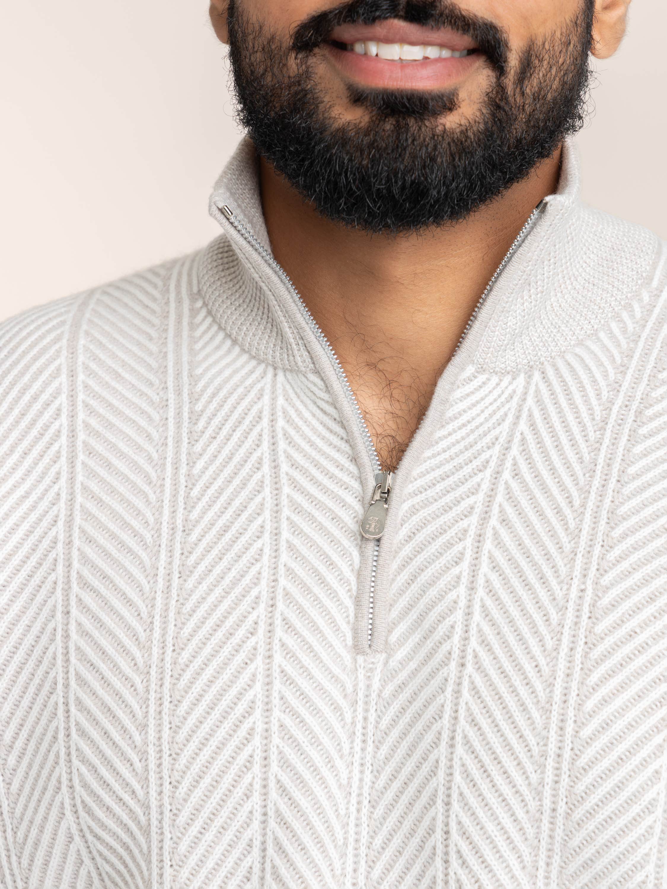 Cashmere Vanise Half Zip Chevron Sweater