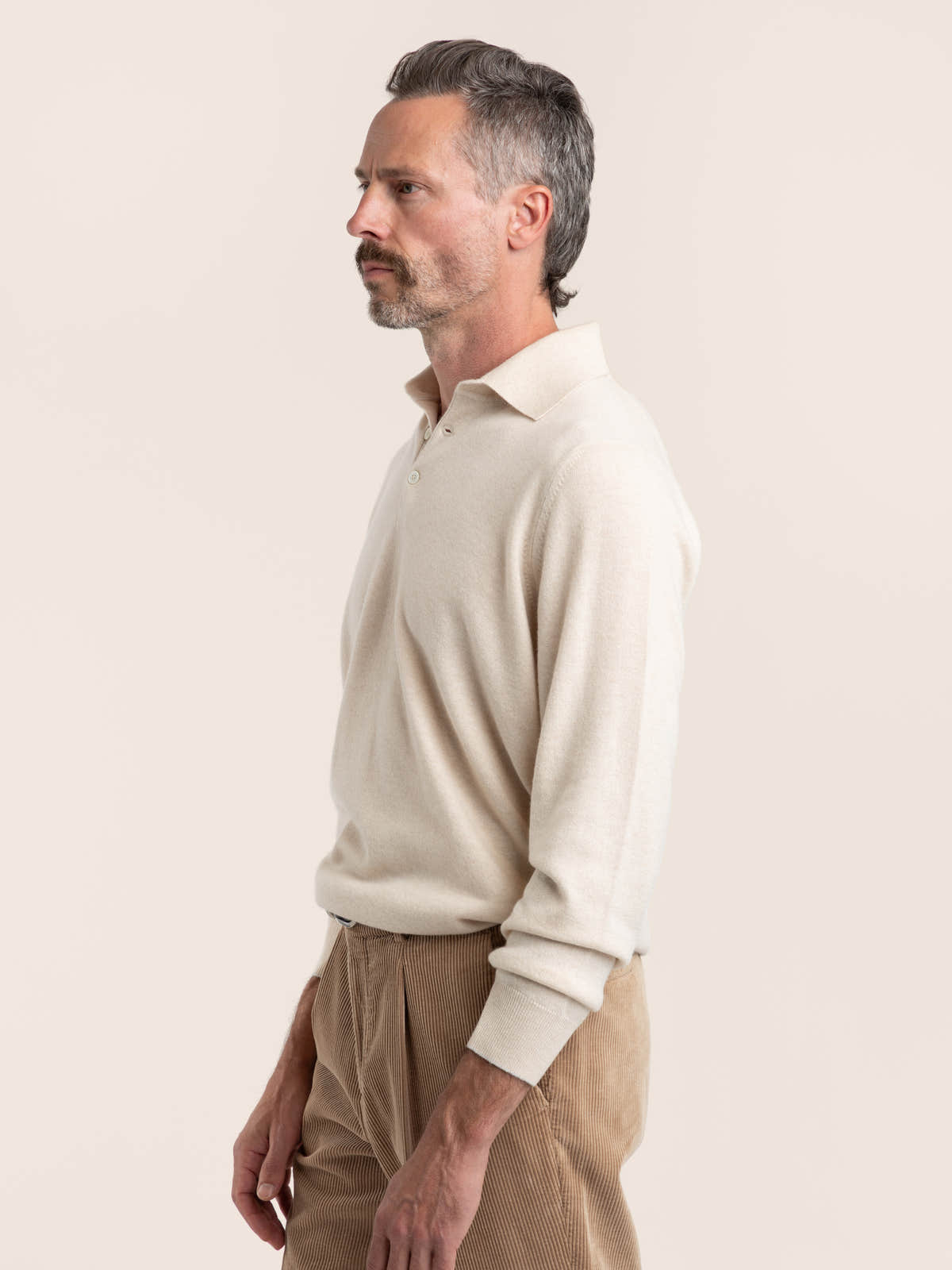 Champagne Cashmere Polo Sweater
