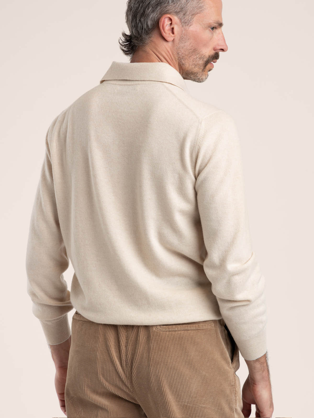 Champagne Cashmere Polo Sweater
