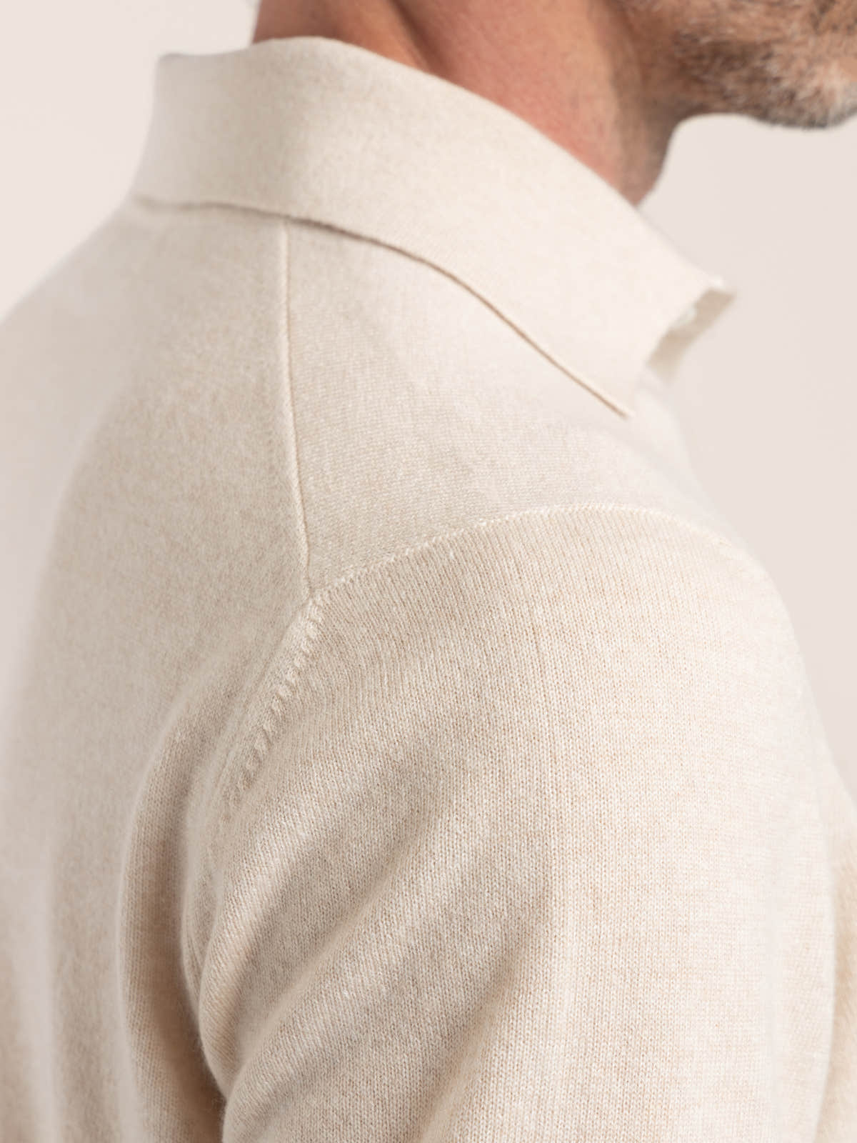 Champagne Cashmere Polo Sweater