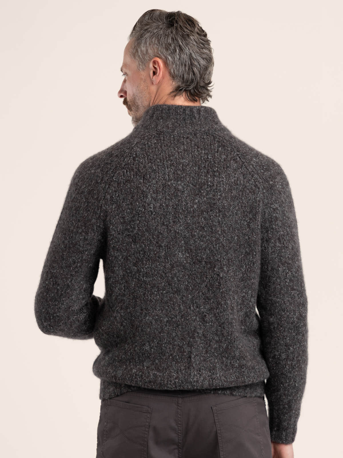 Charcoal Cashmere-Silk Bouclé Zip Cardigan