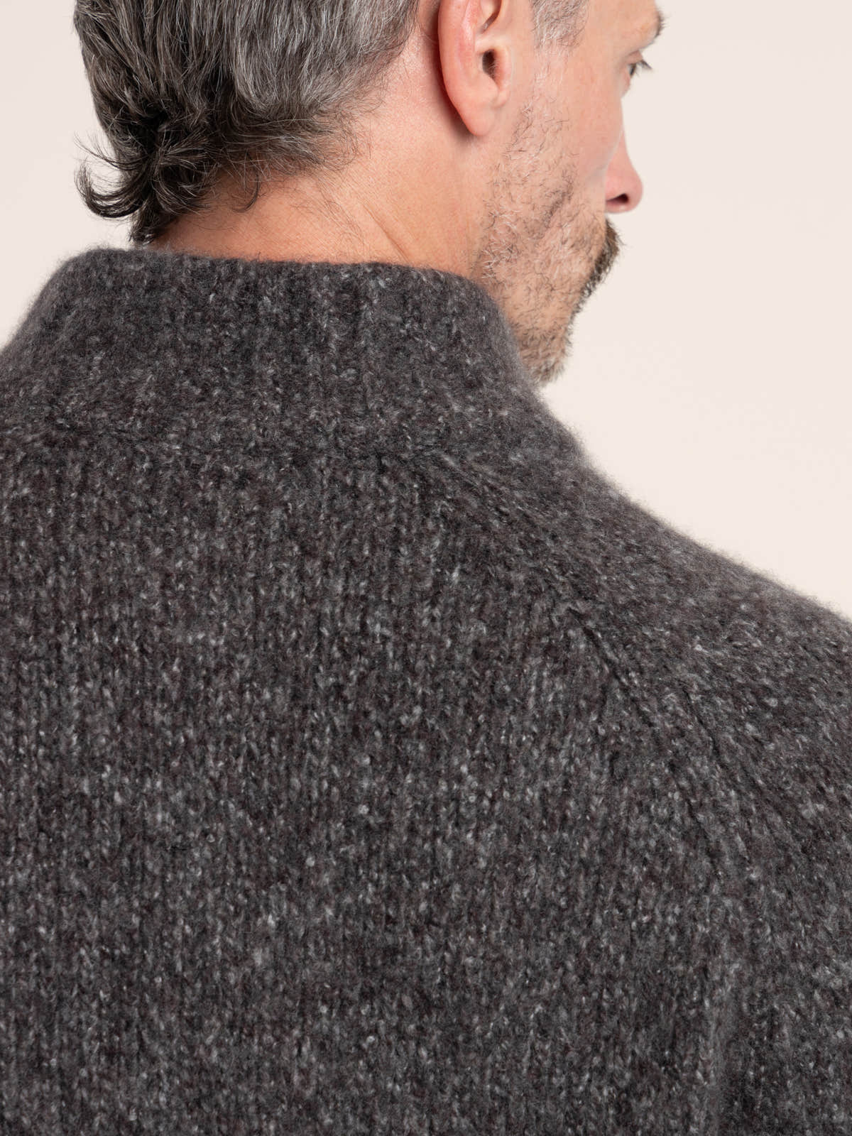 Charcoal Cashmere-Silk Bouclé Zip Cardigan