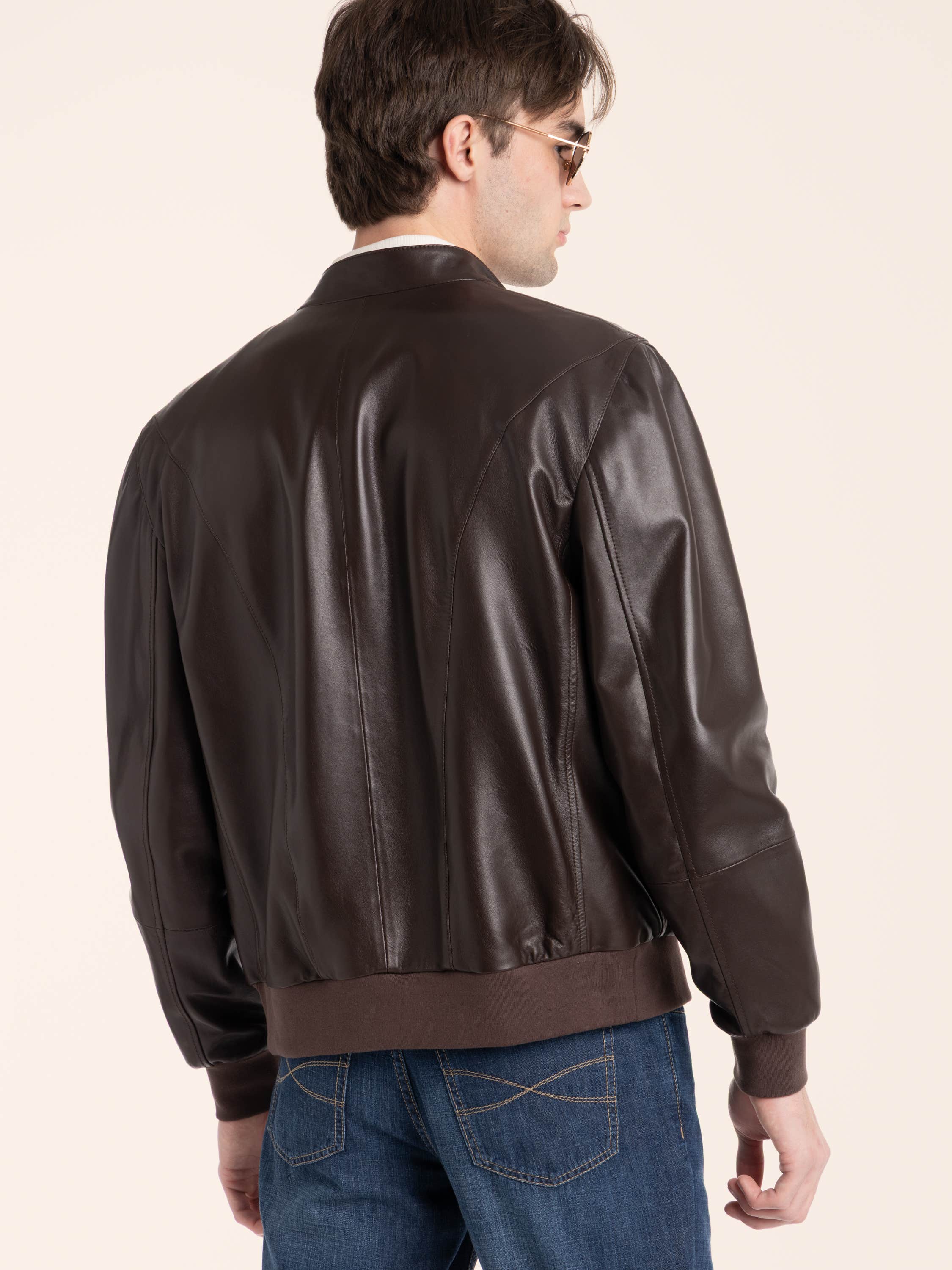 Espresso Polished Nappa Leather Pilot Jacket