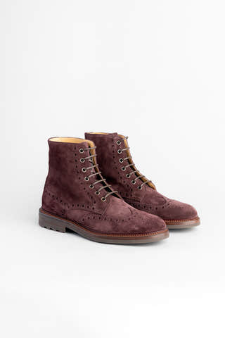 Brunello Cucinelli Merlot Red Suede Boots