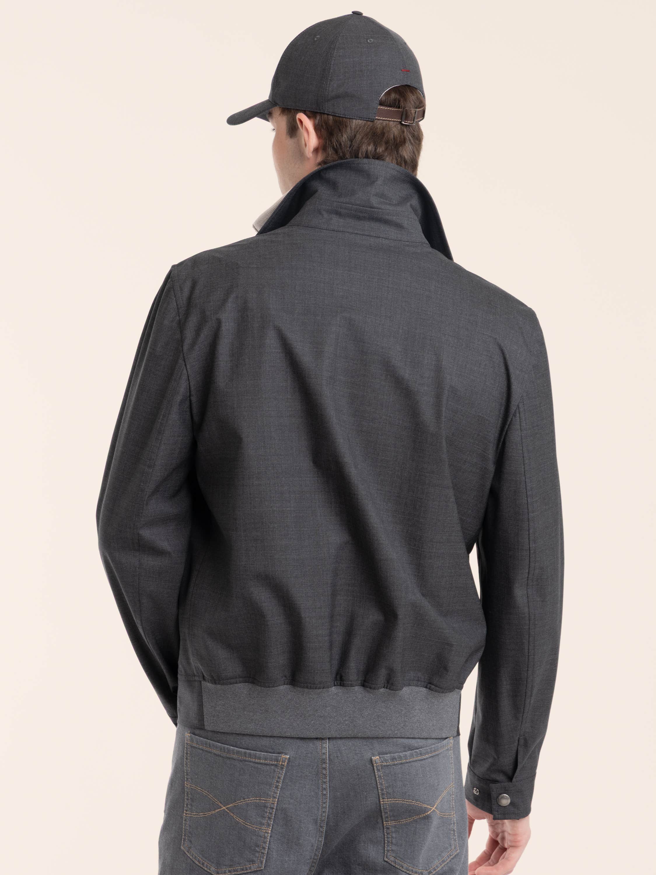 Dark Grey Bonded Virgin Wool Fresco Outerwear Jacket