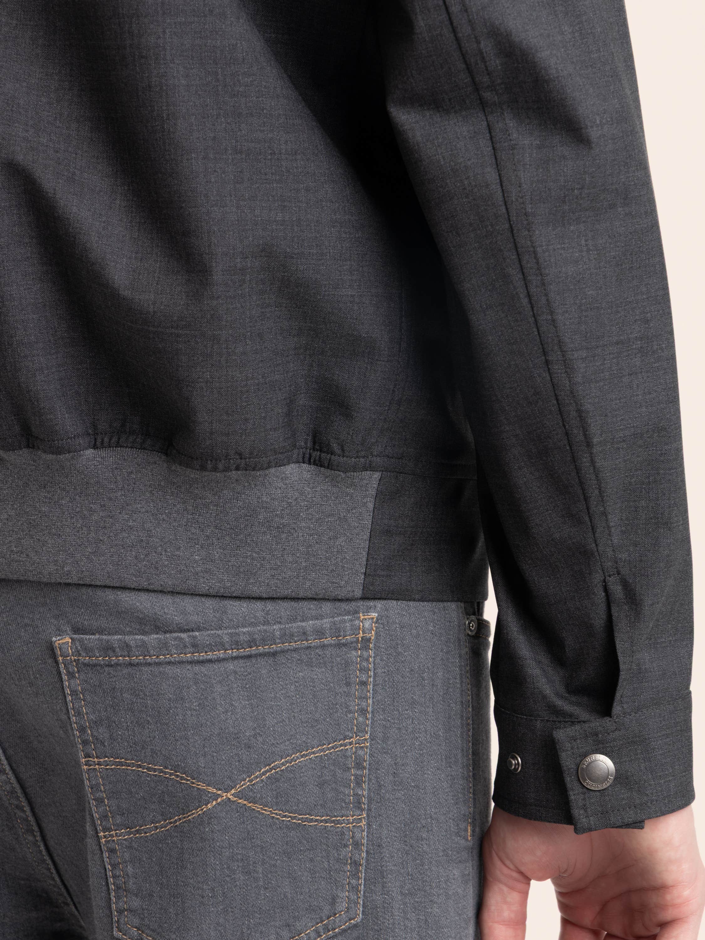 Dark Grey Bonded Virgin Wool Fresco Outerwear Jacket