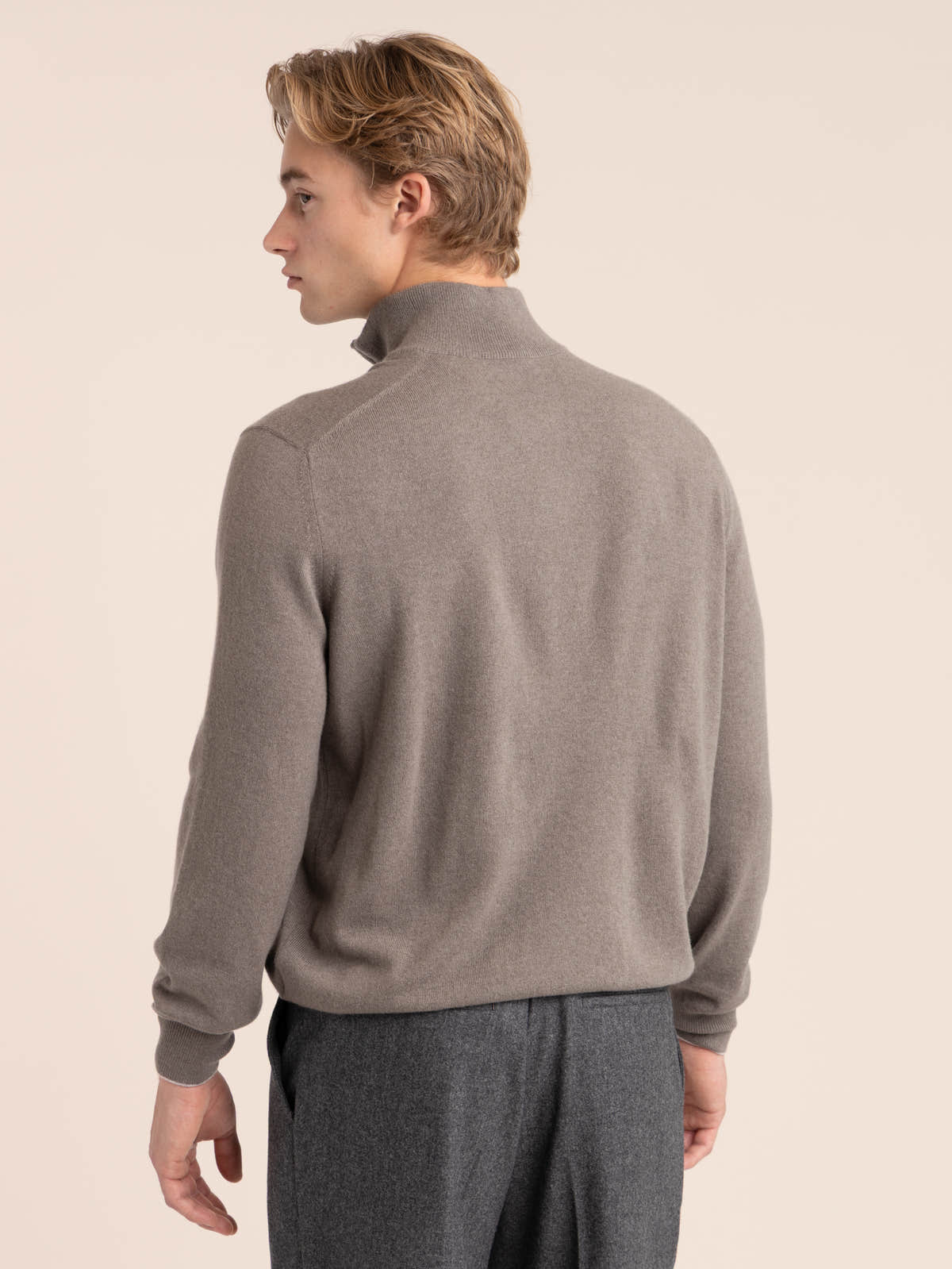 Dark Grey Cashmere Sweater With Half Zip