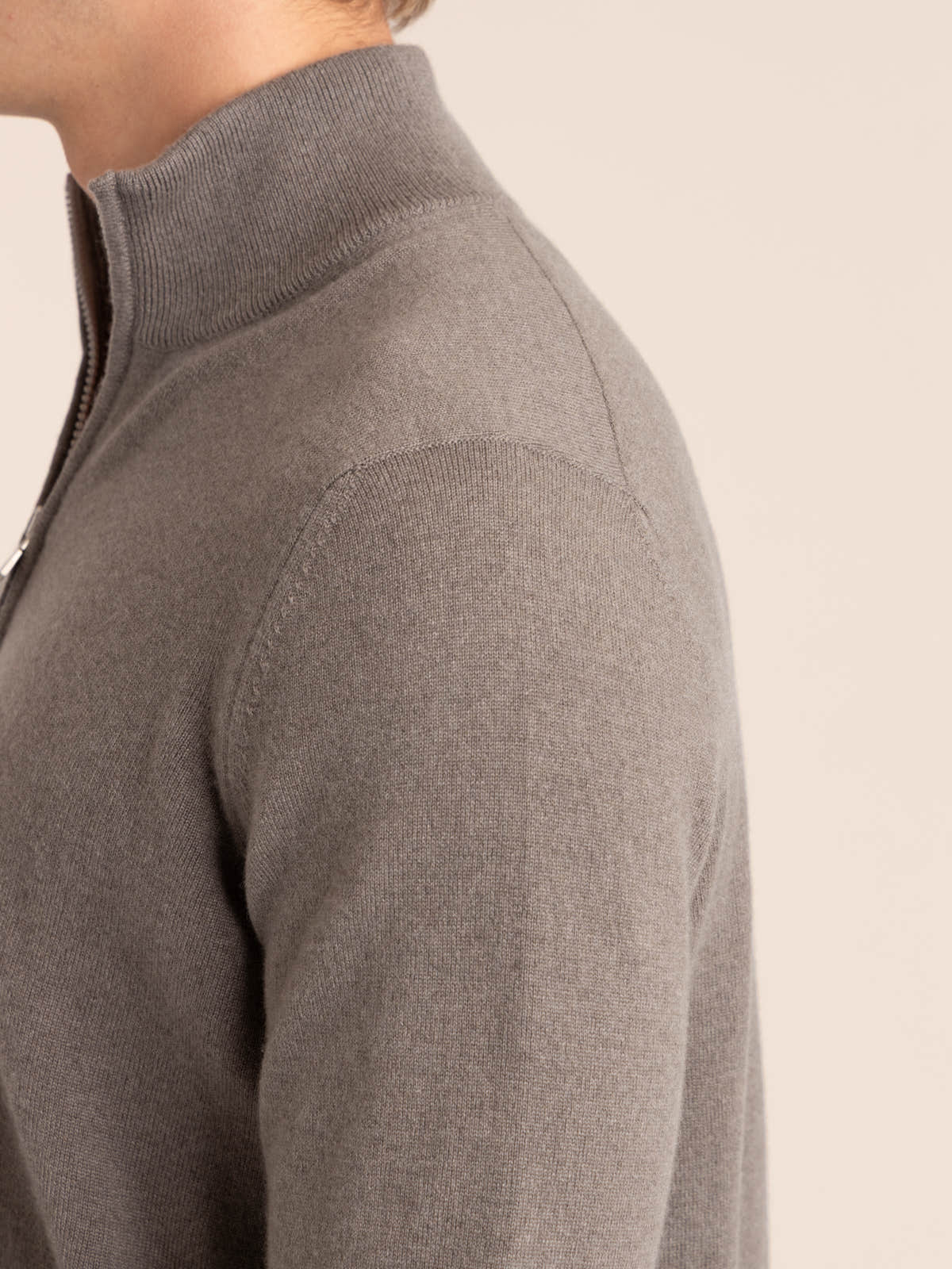 Dark Grey Cashmere Sweater With Half Zip