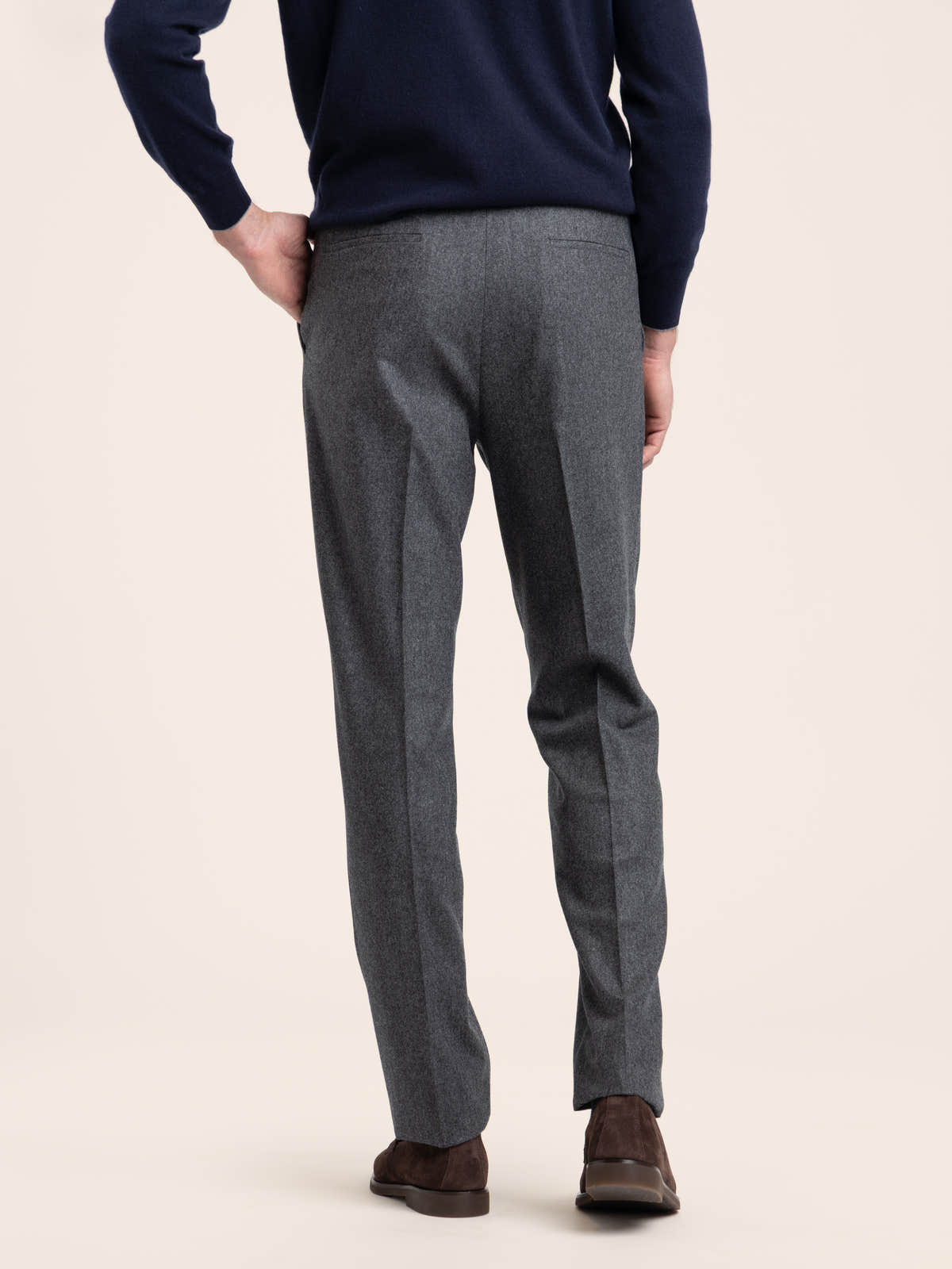 Dark Grey Pleated Virgin Wool Trousers