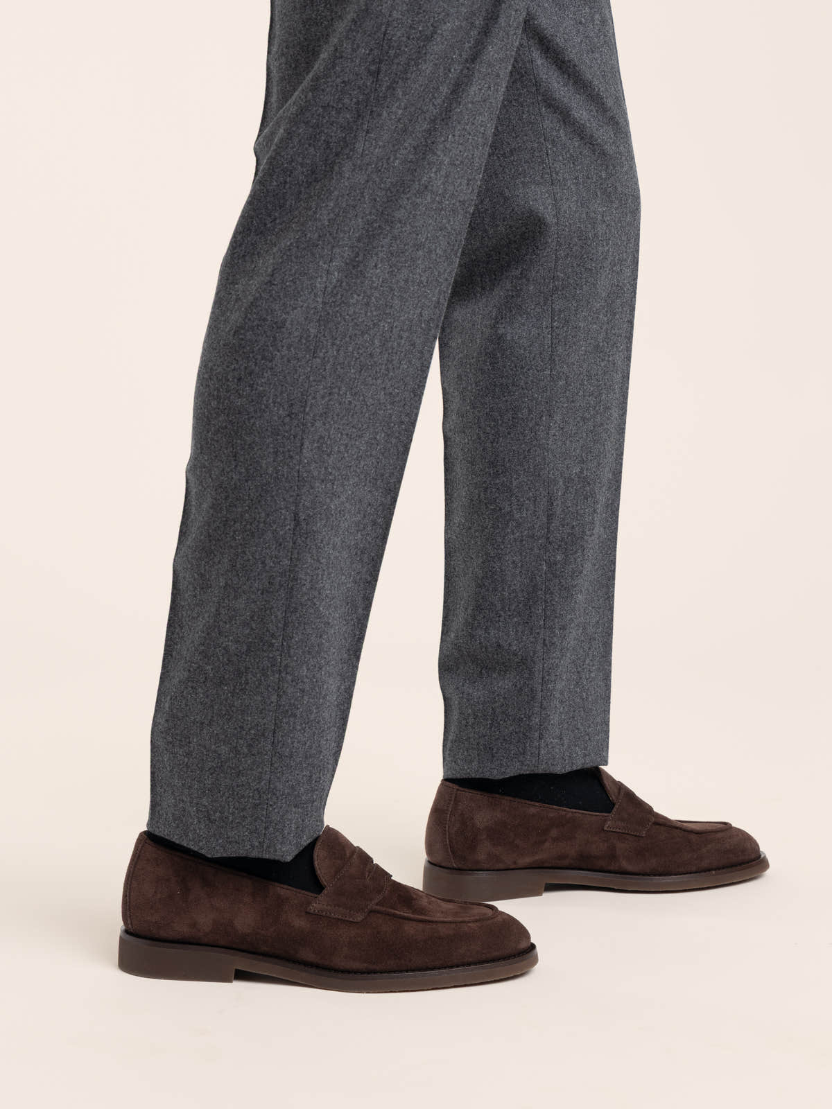 Dark Grey Pleated Virgin Wool Trousers