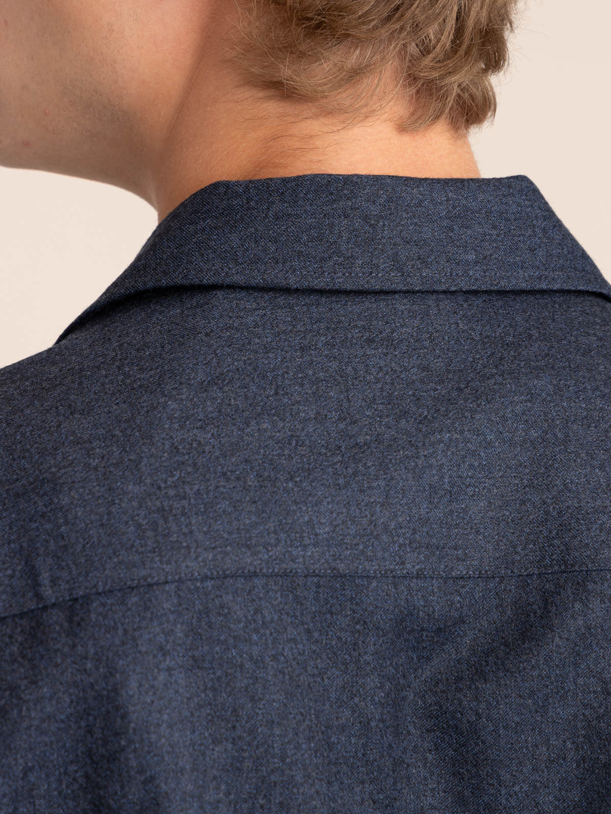 Denim Blue Virgin Wool Flannel Overshirt