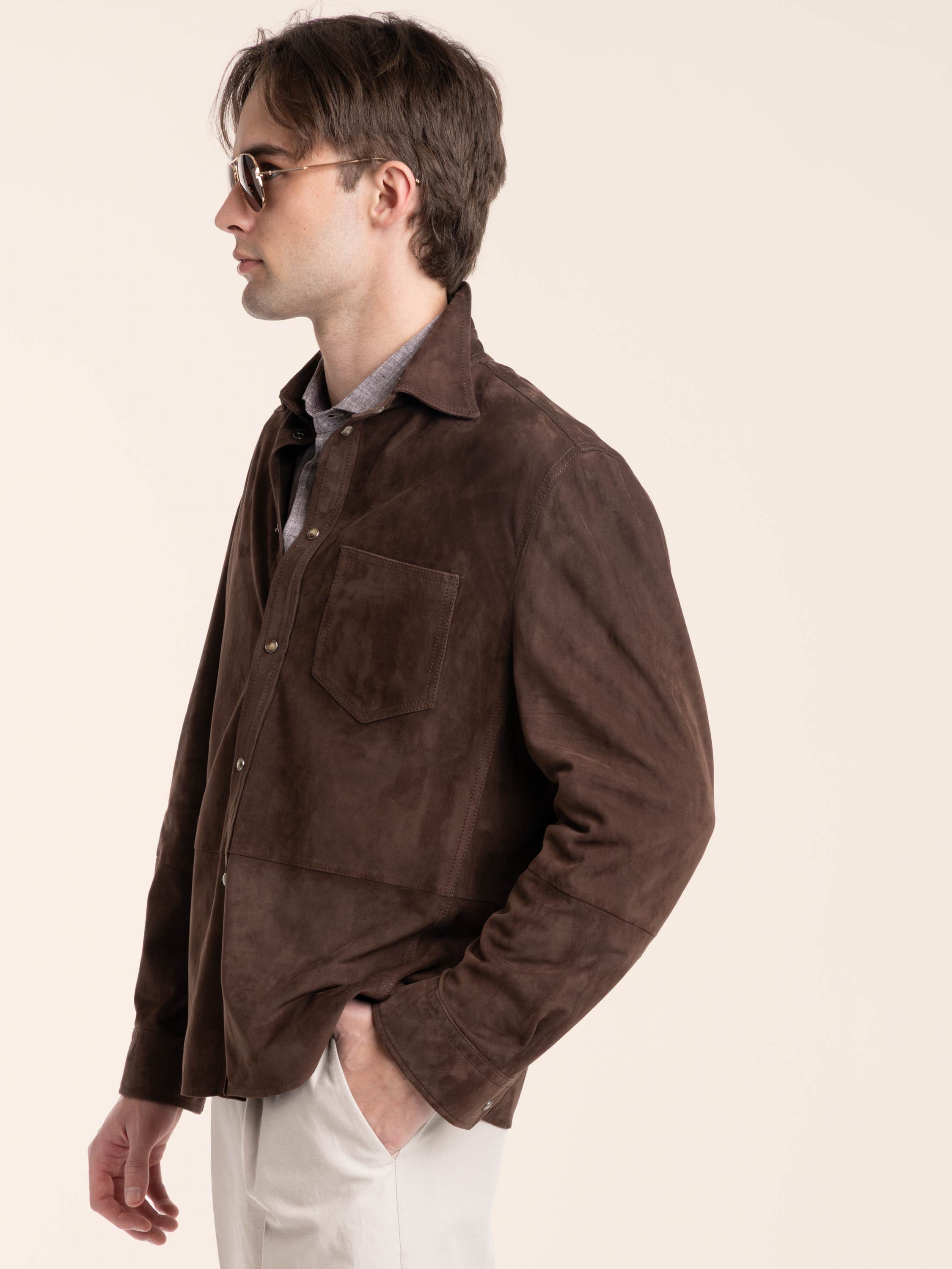 Espresso Brown Suede Overshirt