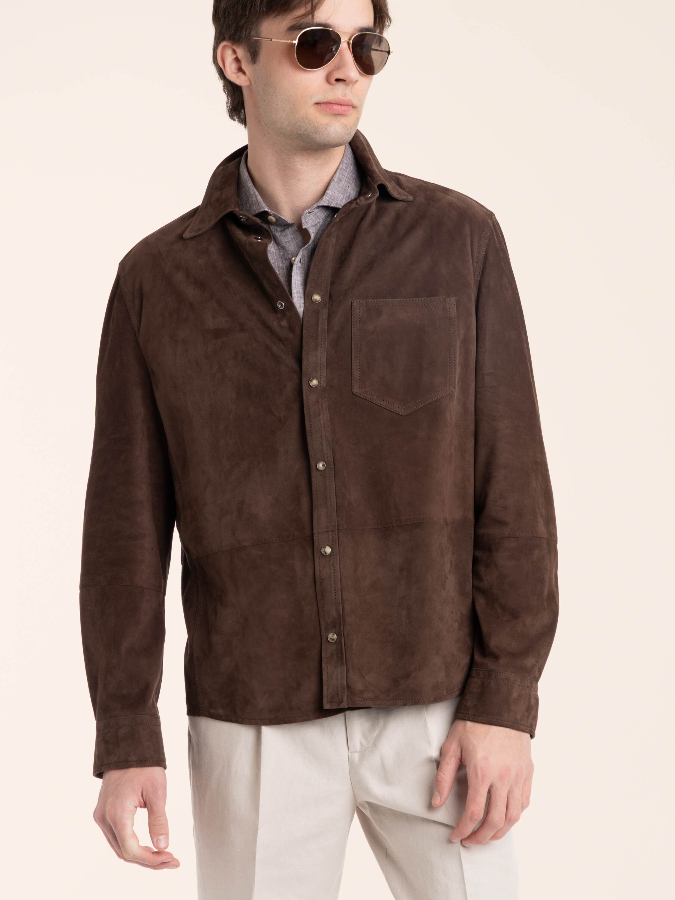Espresso Brown Suede Overshirt