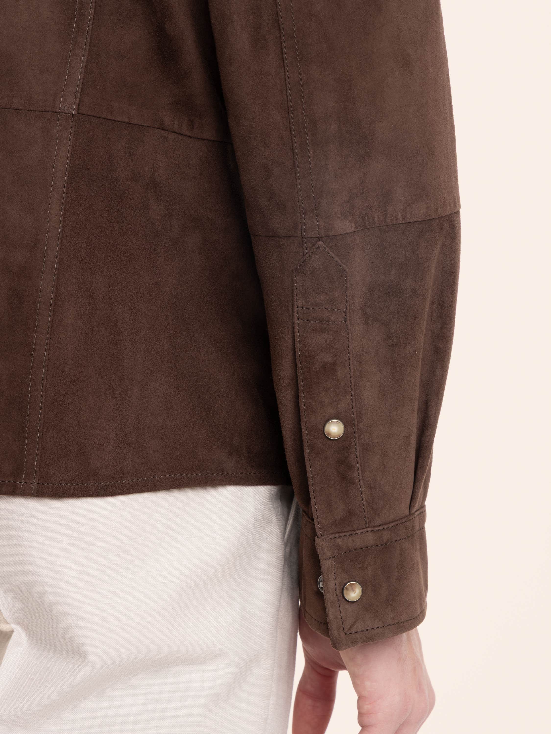 Espresso Brown Suede Overshirt