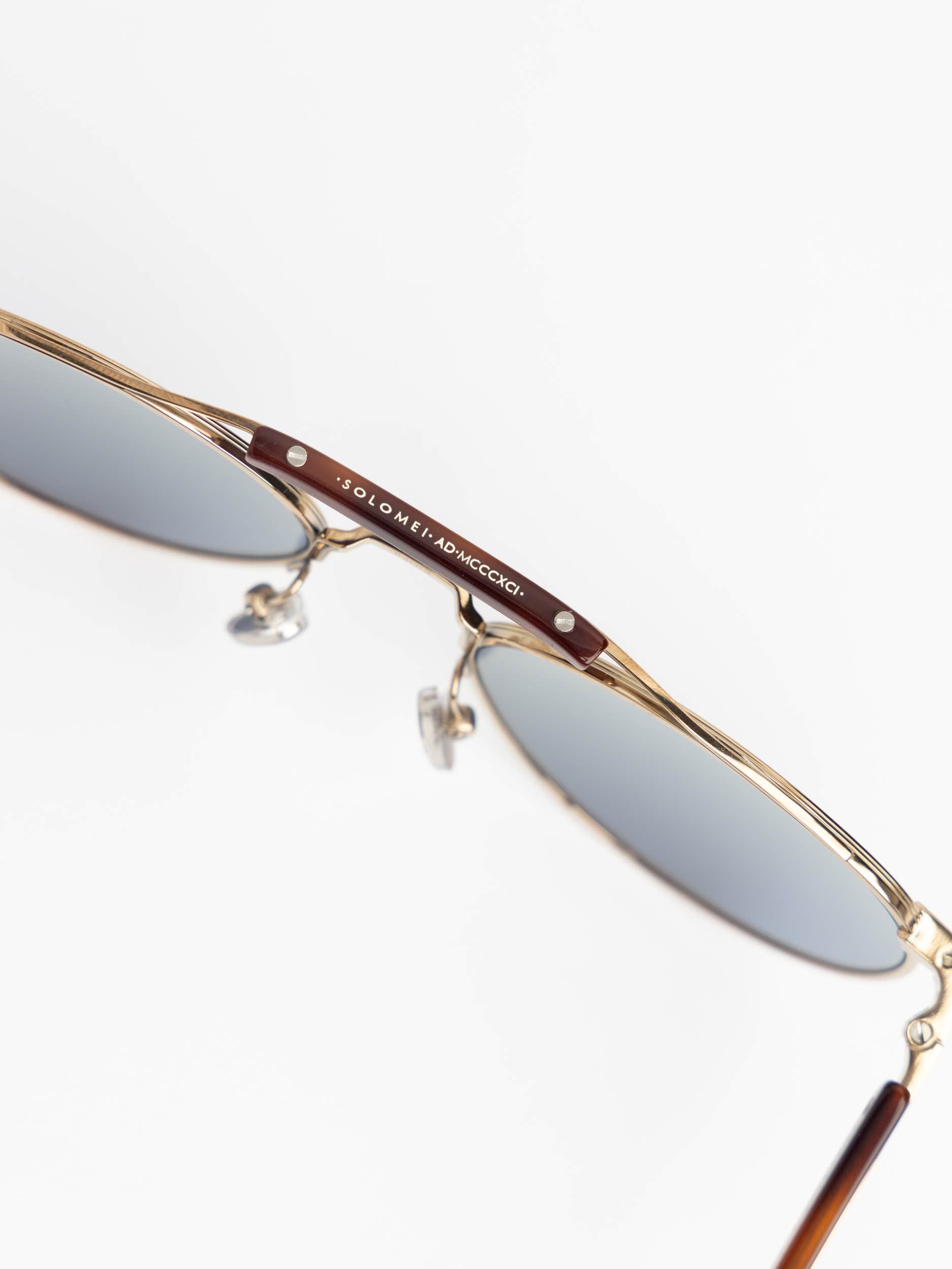 Gold Frame Sunglasses With Blue Lens