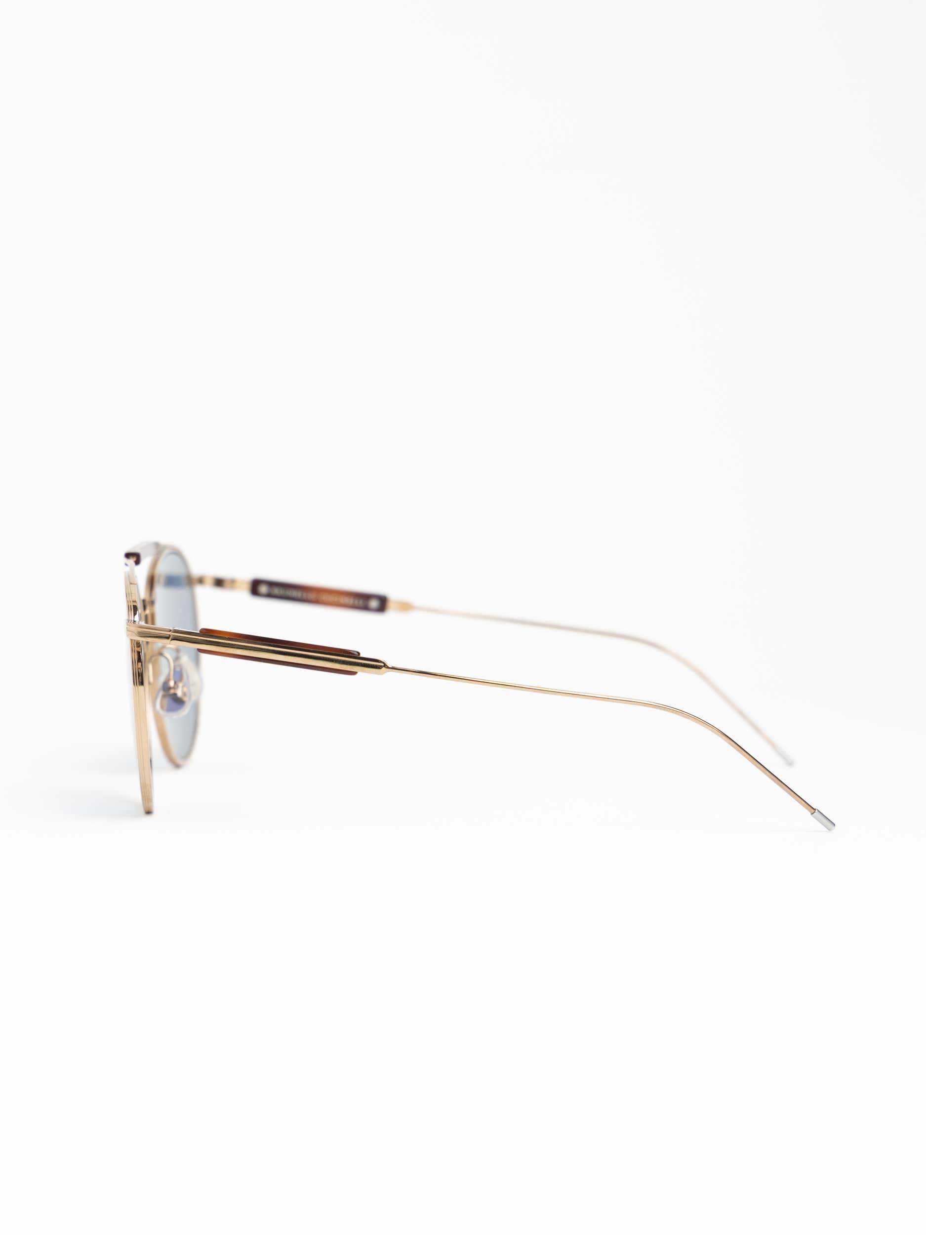 Gold Frame Sunglasses With Blue Lens