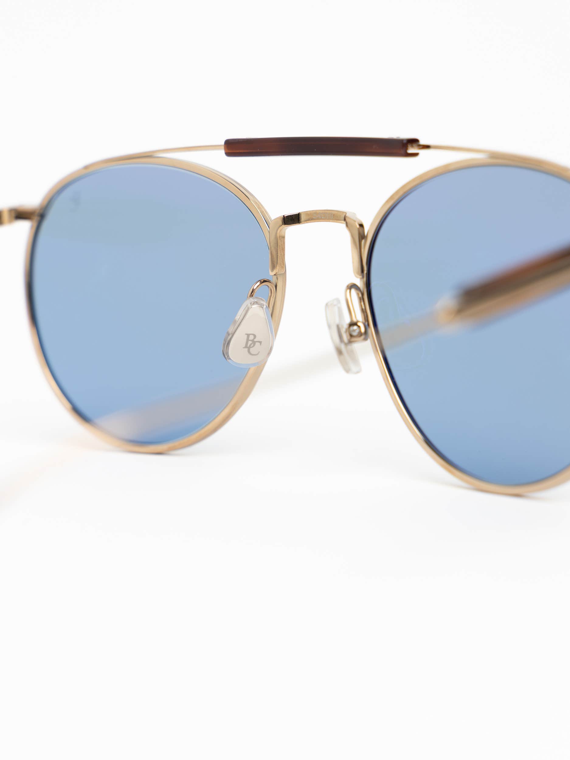 Gold Frame Sunglasses With Blue Lens