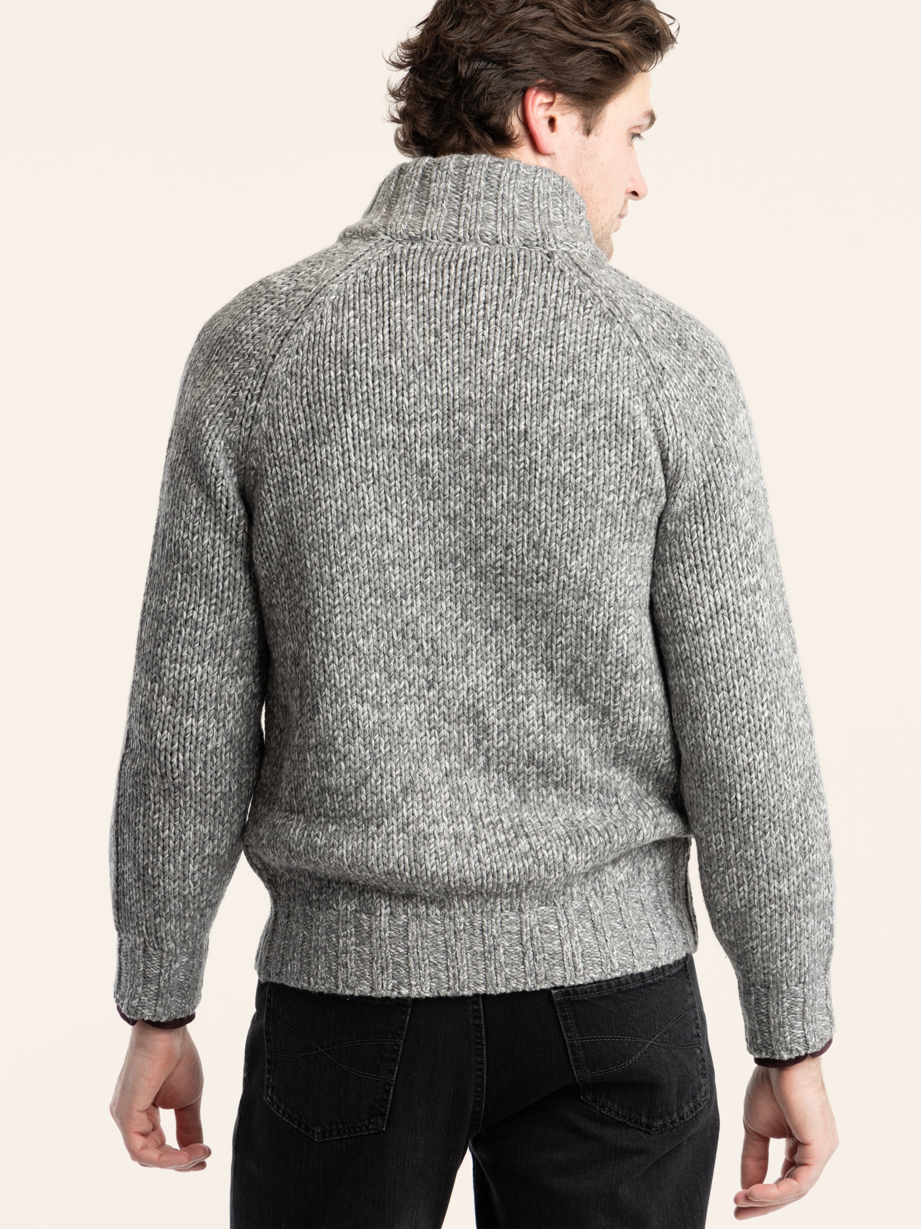 Grey Raglan-Sleeved Full Zip Knitted Cardigan – The Helm Clothing
