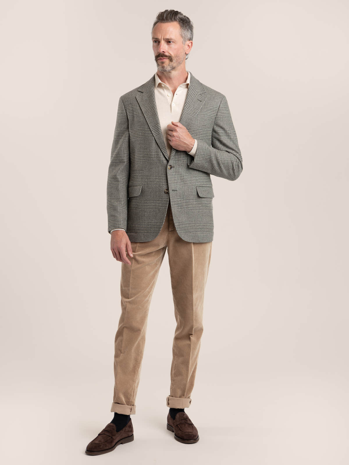 Grey Prince Of Wales Wool and Cashmere Sport Jacket