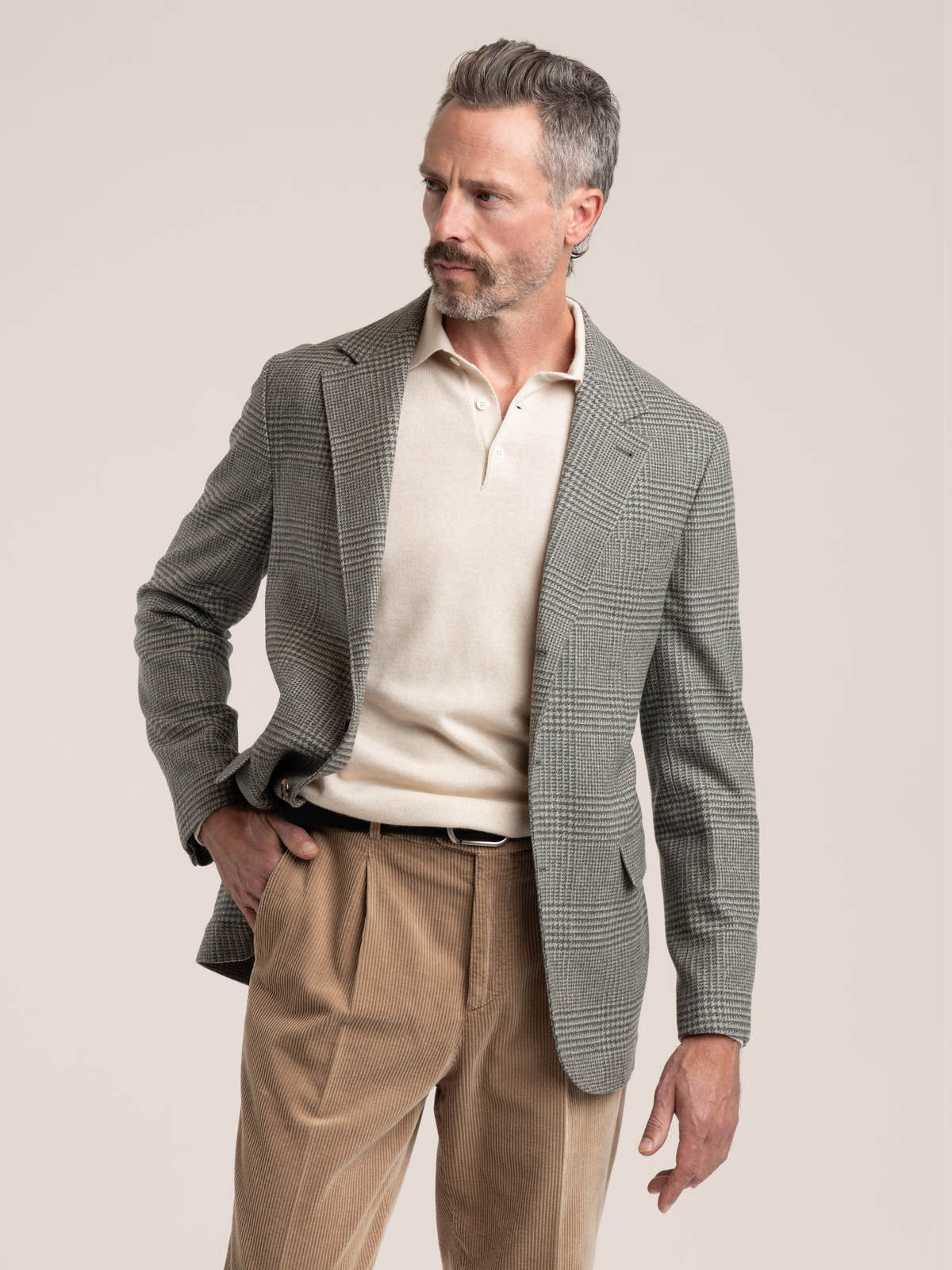 Grey Prince Of Wales Wool and Cashmere Sport Jacket