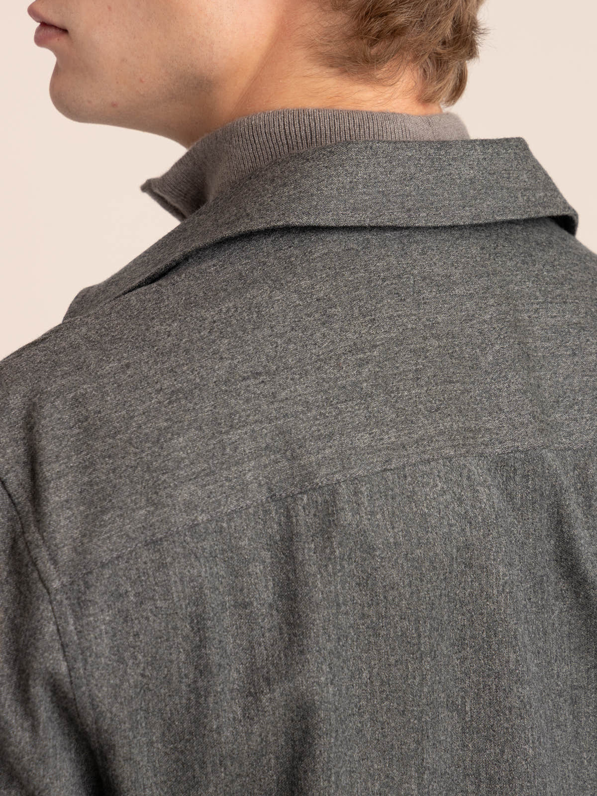 Grey Virgin Wool Flannel Overshirt