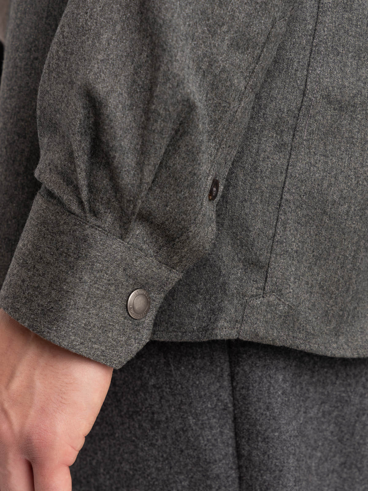 Grey Virgin Wool Flannel Overshirt
