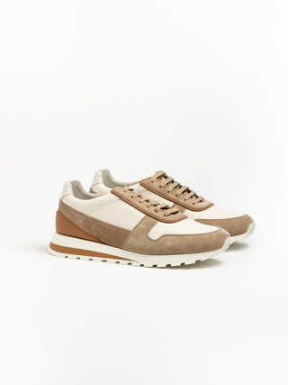 Brunello Cucinelli Hazelnut Grained Calfskin/Suede Runners