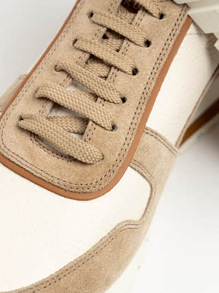 Brunello Cucinelli Hazelnut Grained Calfskin/Suede Runners