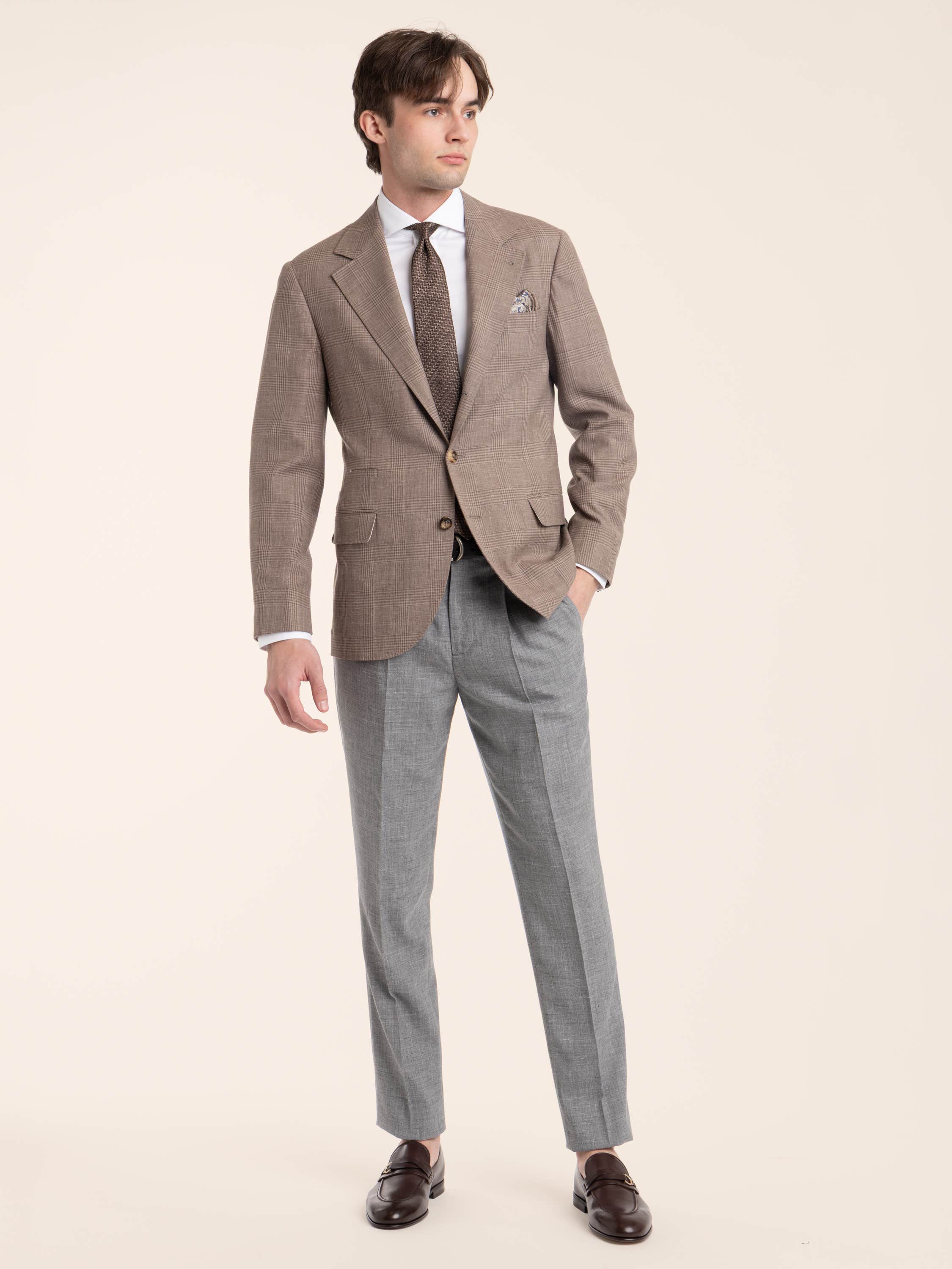 Heather Grey Single Pleat Trousers